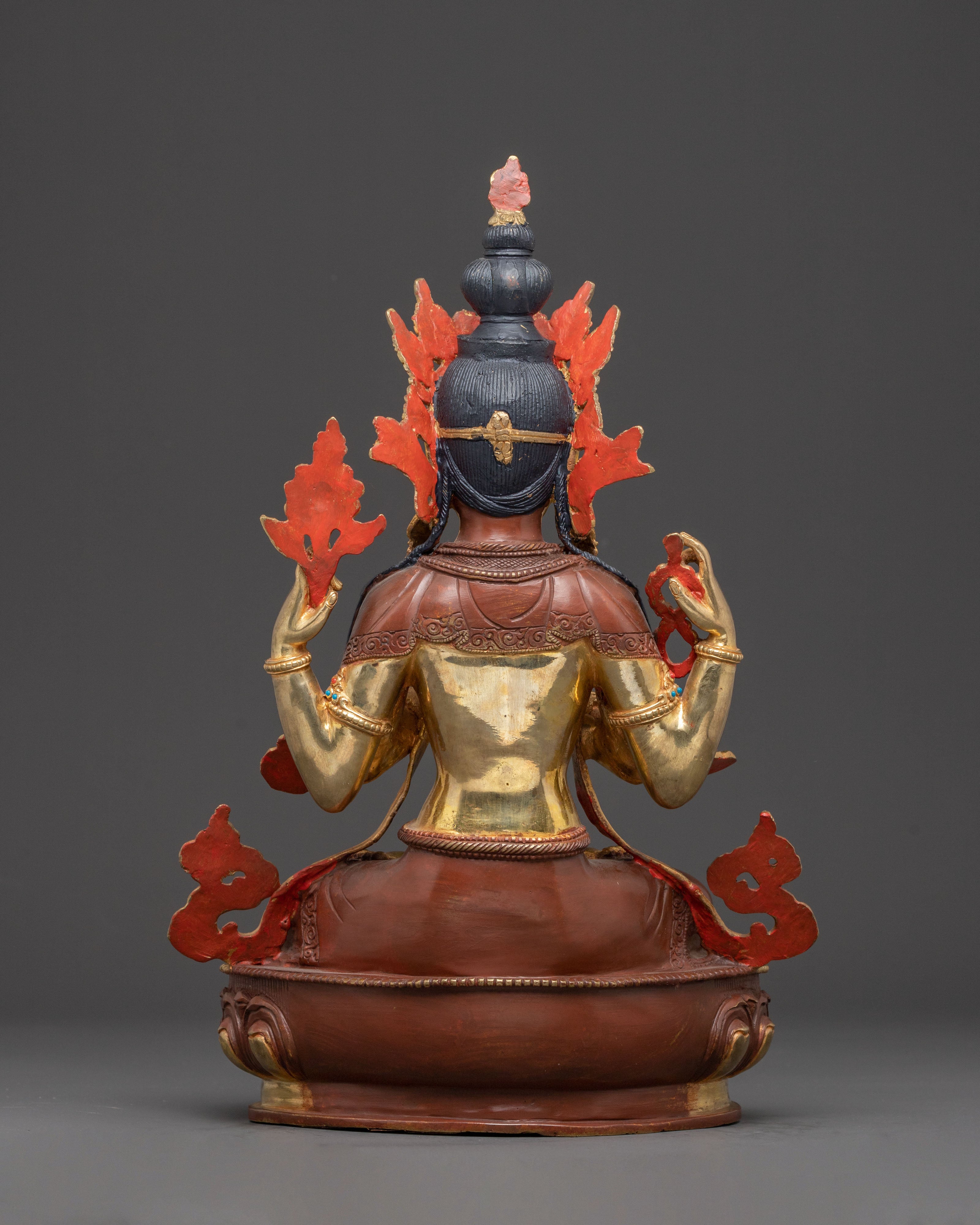 Golden Statue Set of Buddha Dharma and Sangha | Buddhist Spiritual Decor