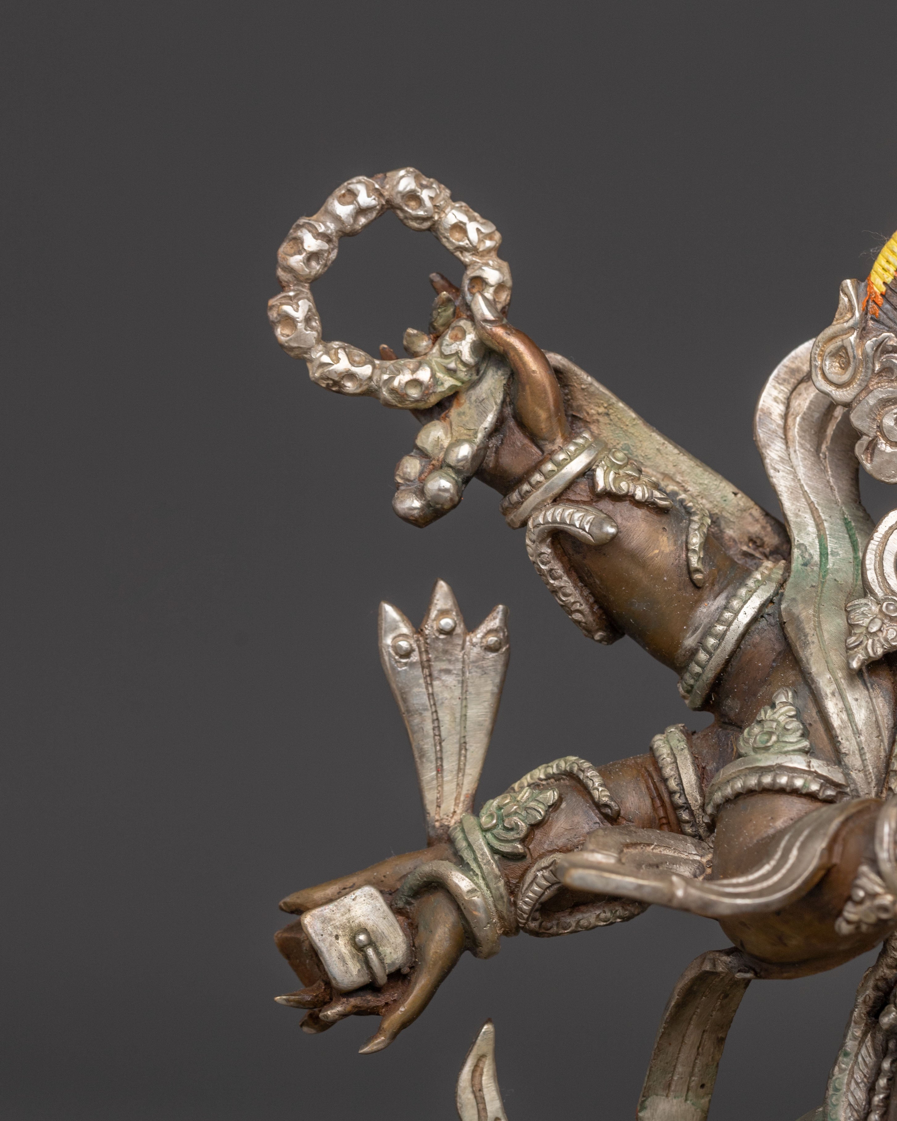 Handcrafted Six-Armed Mahakala Oxidized Statue | Protector of Dharma