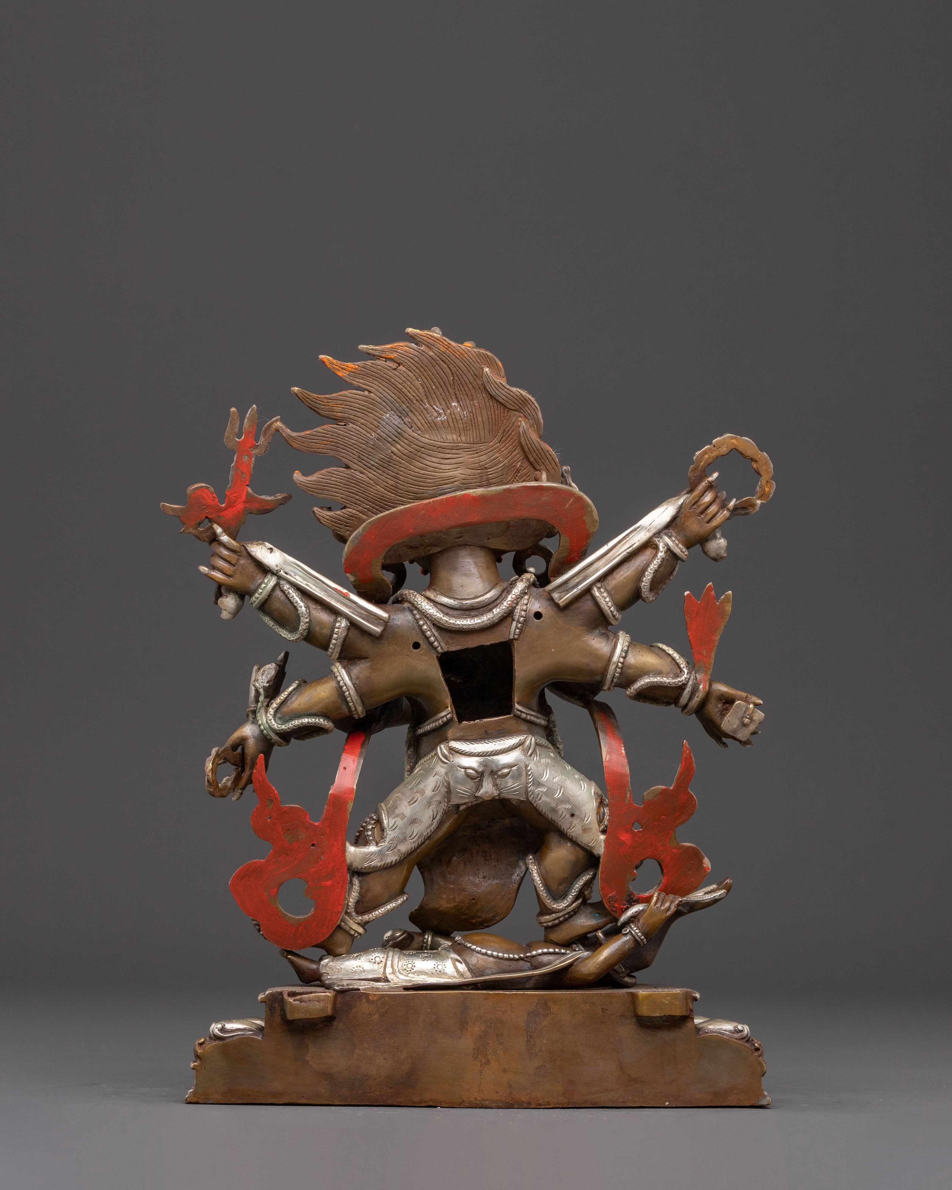 Handcrafted Six-Armed Mahakala Oxidized Statue | Protector of Dharma