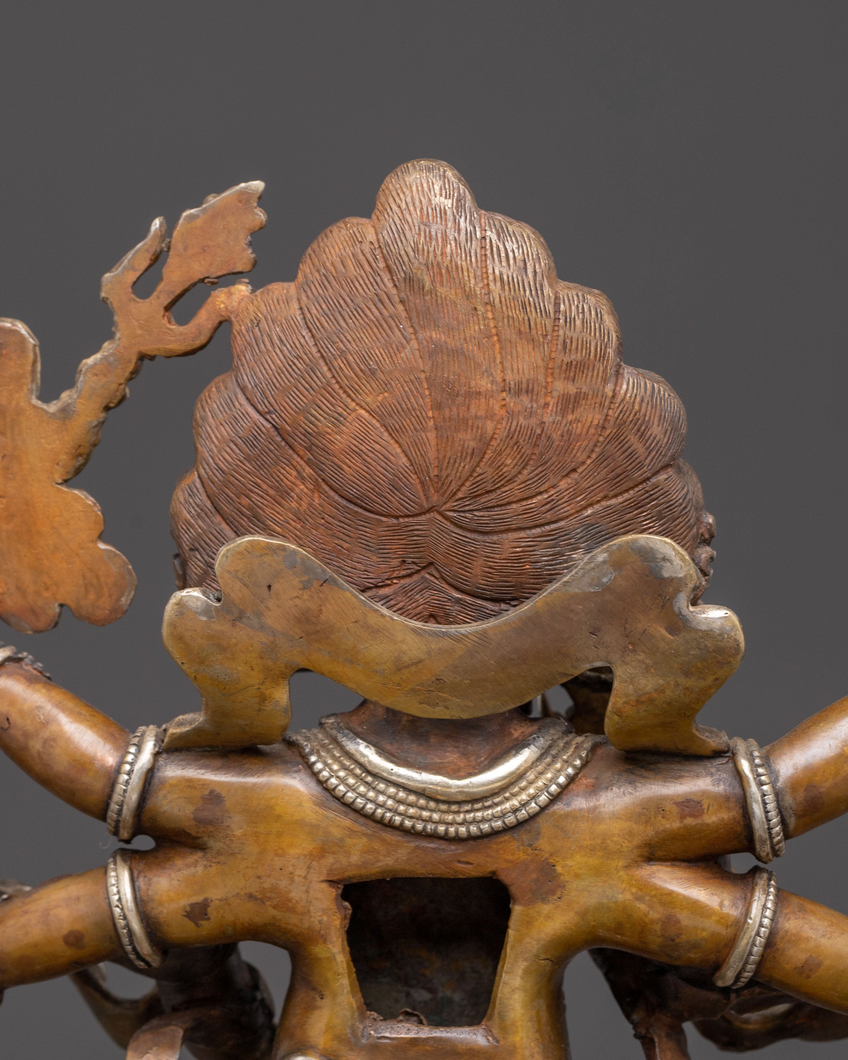 Handmade White Mahakala Oxidized Copper Statue – Guardian of Abundance