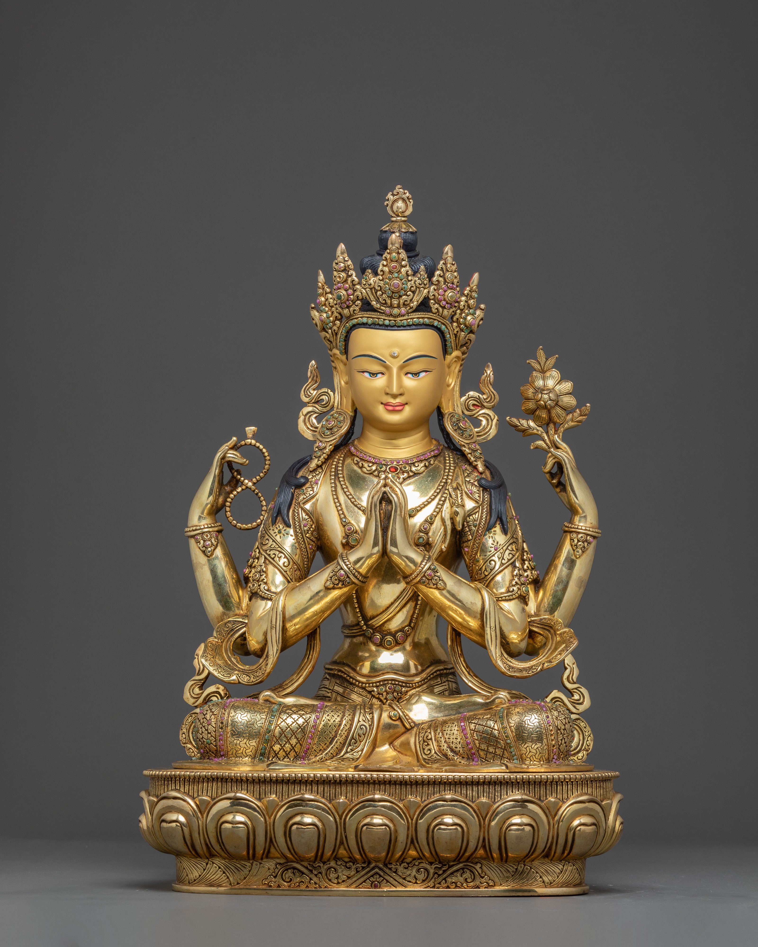 Peaceful Chenrezig Buddha Statue | Hand-Gilded Serenity