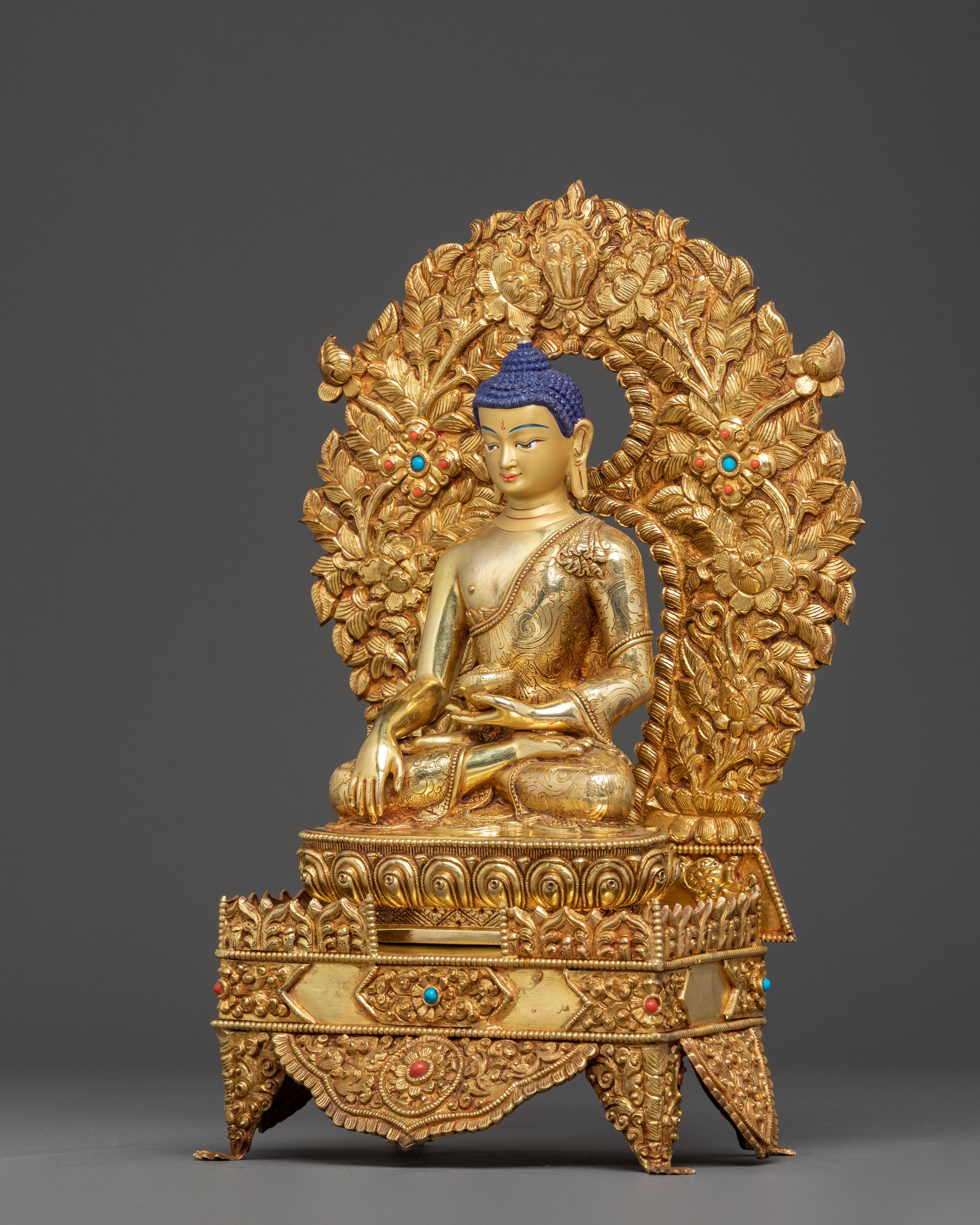 Shakyamuni Buddha Tibetan Statue - 24K Gold Gilded