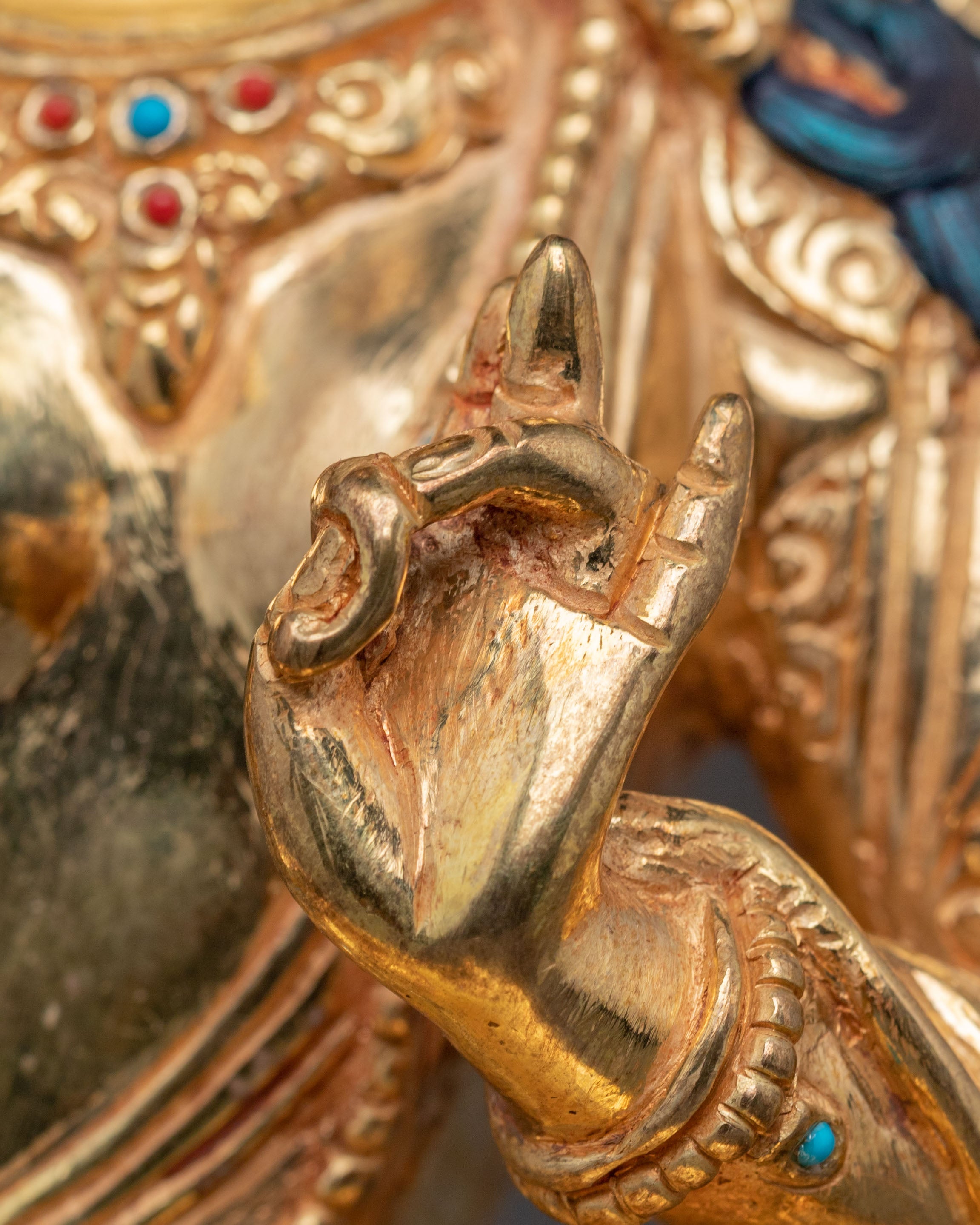 Green Tara Handmade Statue of Love and Compassion - Gilded Copper Art