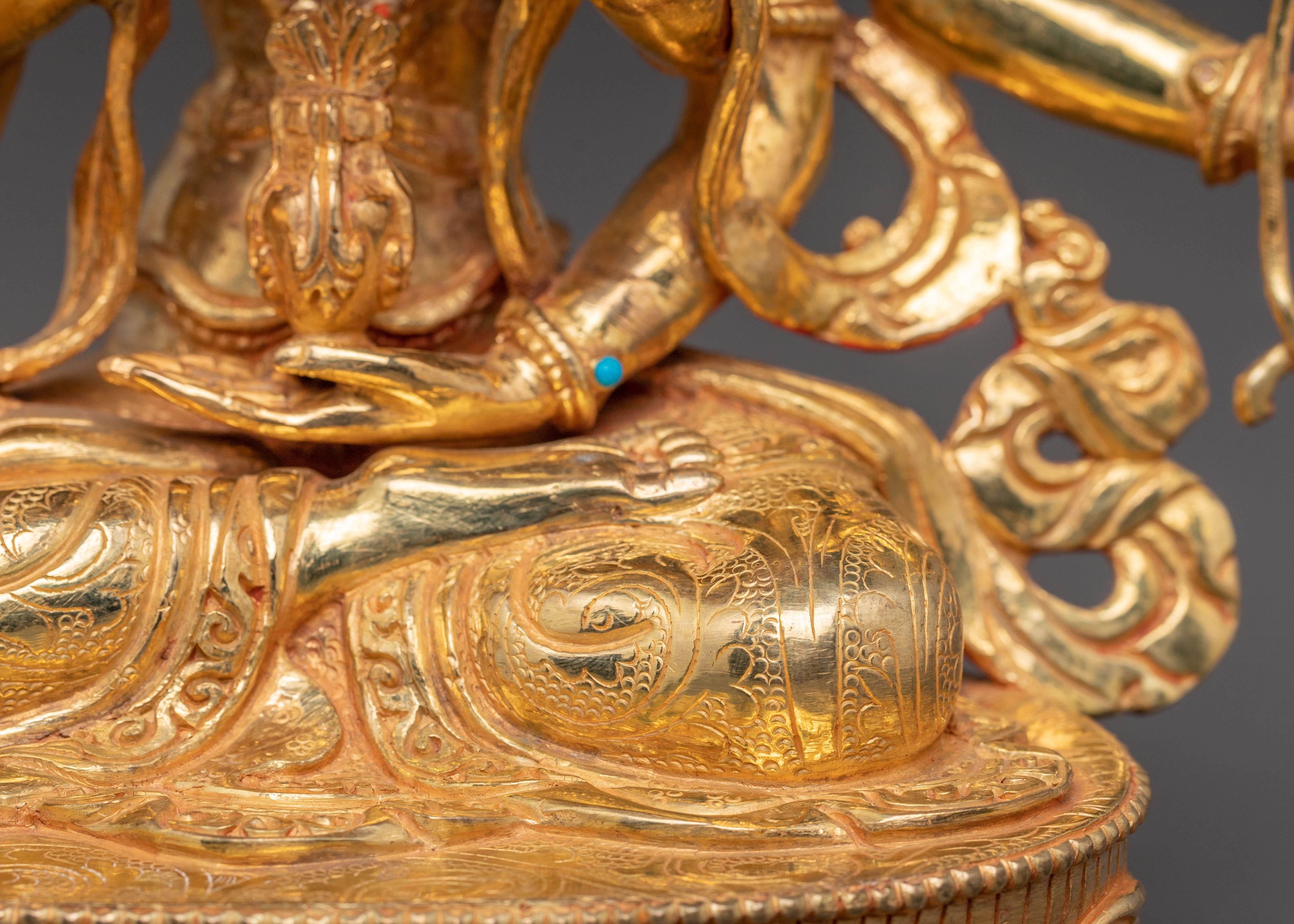 Exquisite 24K Gold Gilded Handmade Ushnisha Vijaya Golden Statue