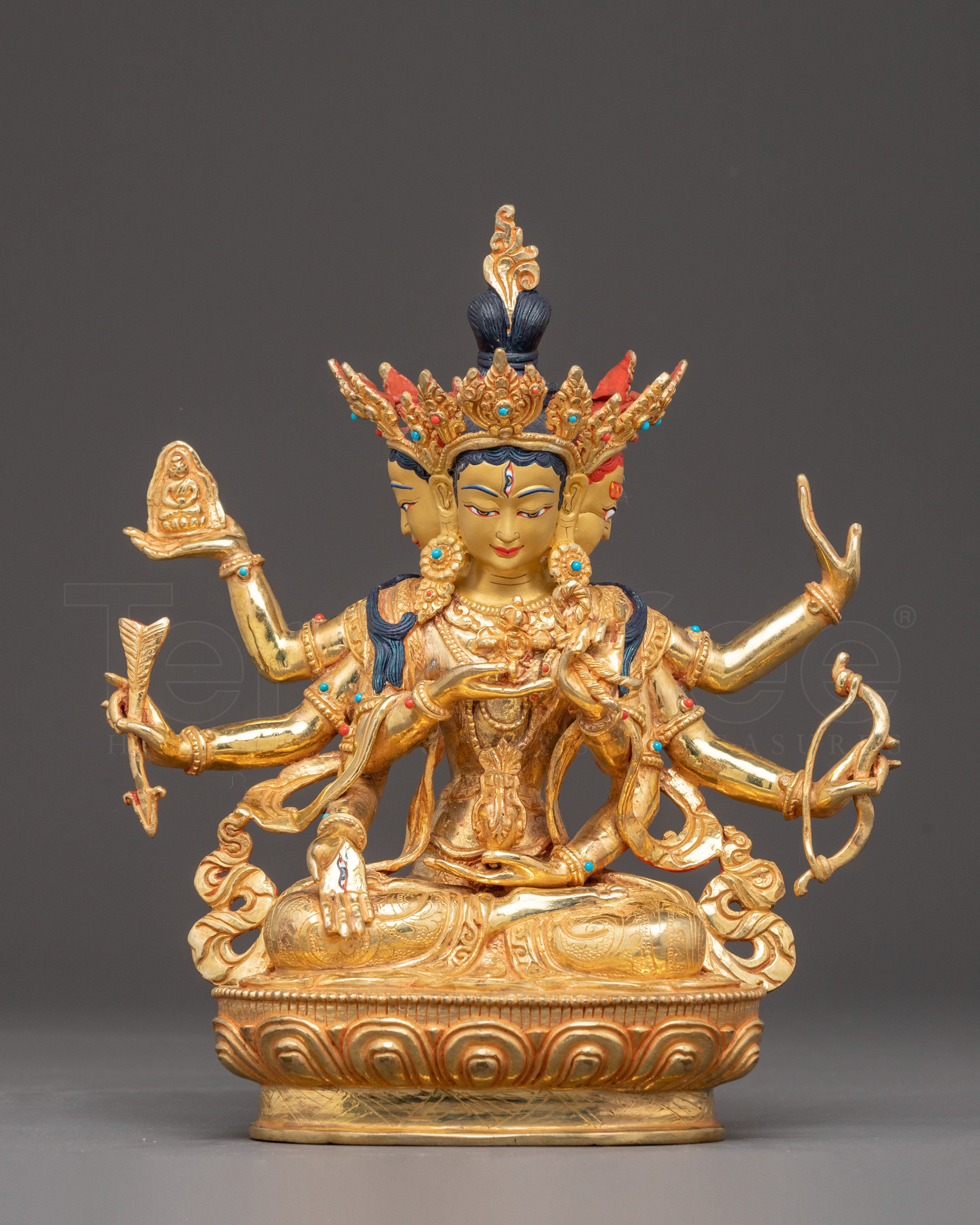 Exquisite 24K Gold Gilded Handmade Ushnisha Vijaya Golden Statue