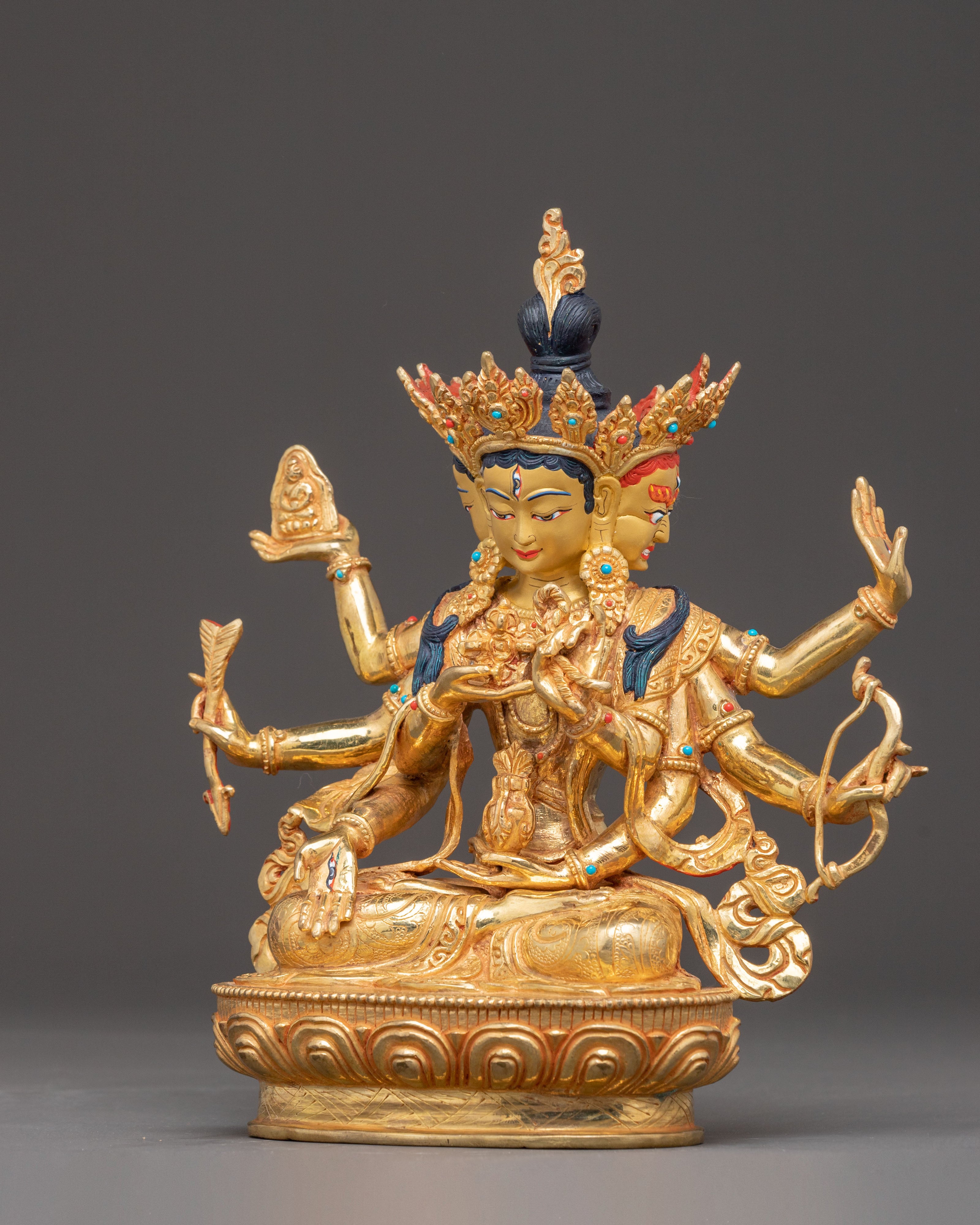 Exquisite 24K Gold Gilded Handmade Ushnisha Vijaya Golden Statue