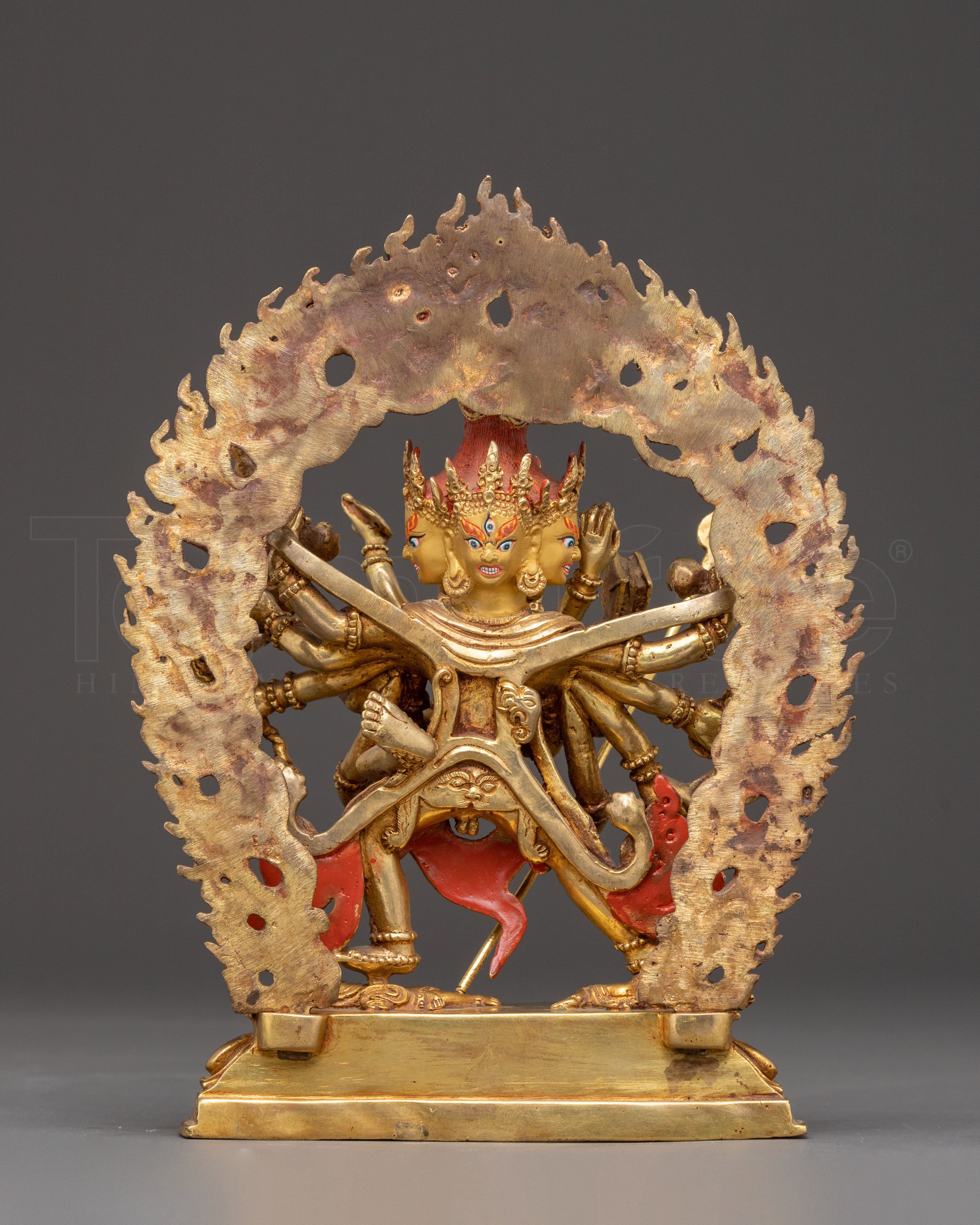 Exquisite 24K Gilded Handmade Chakrasamvara Golden Statue