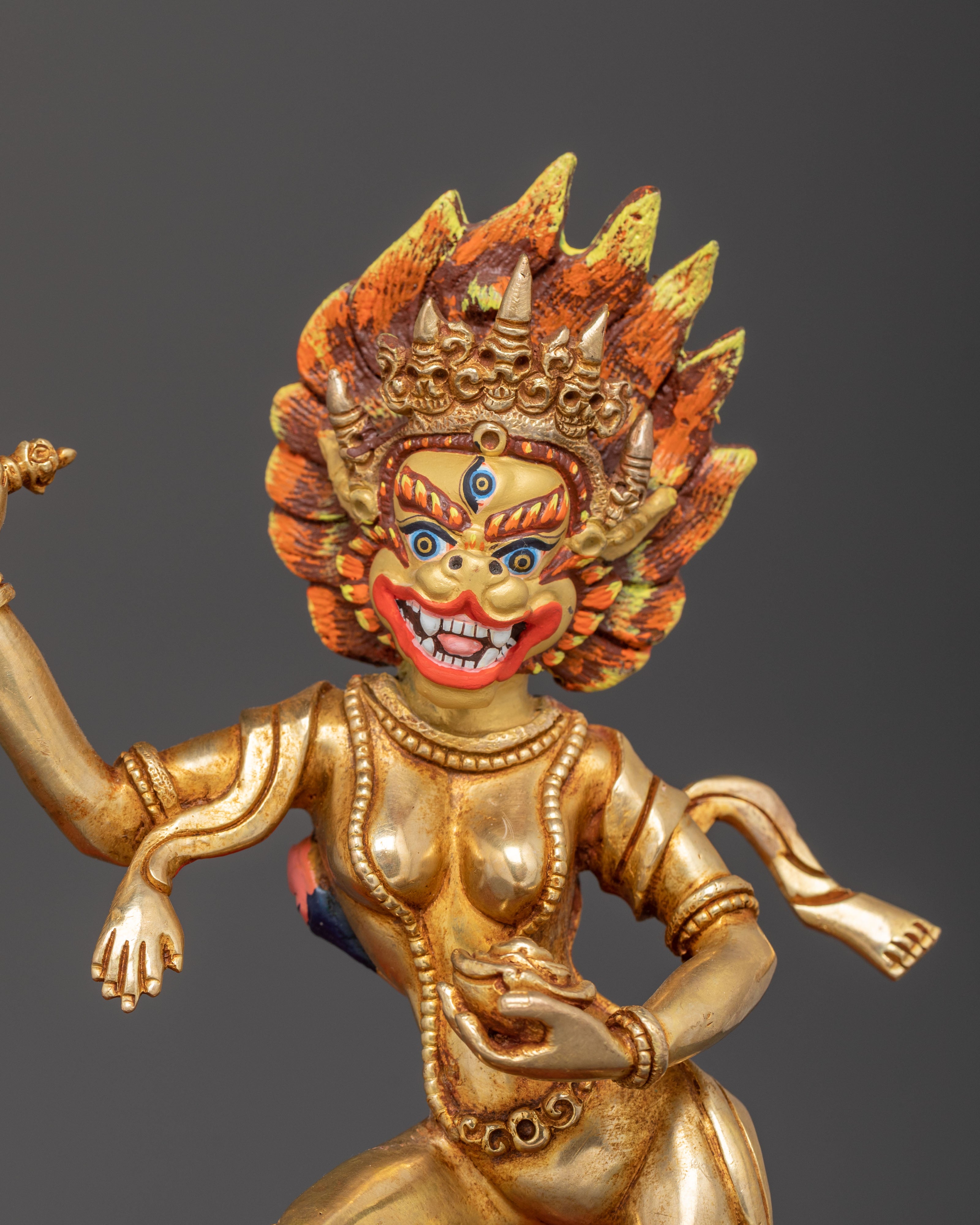 Handcrafted Palden Lhamo Golden Statue – Radiant Protector