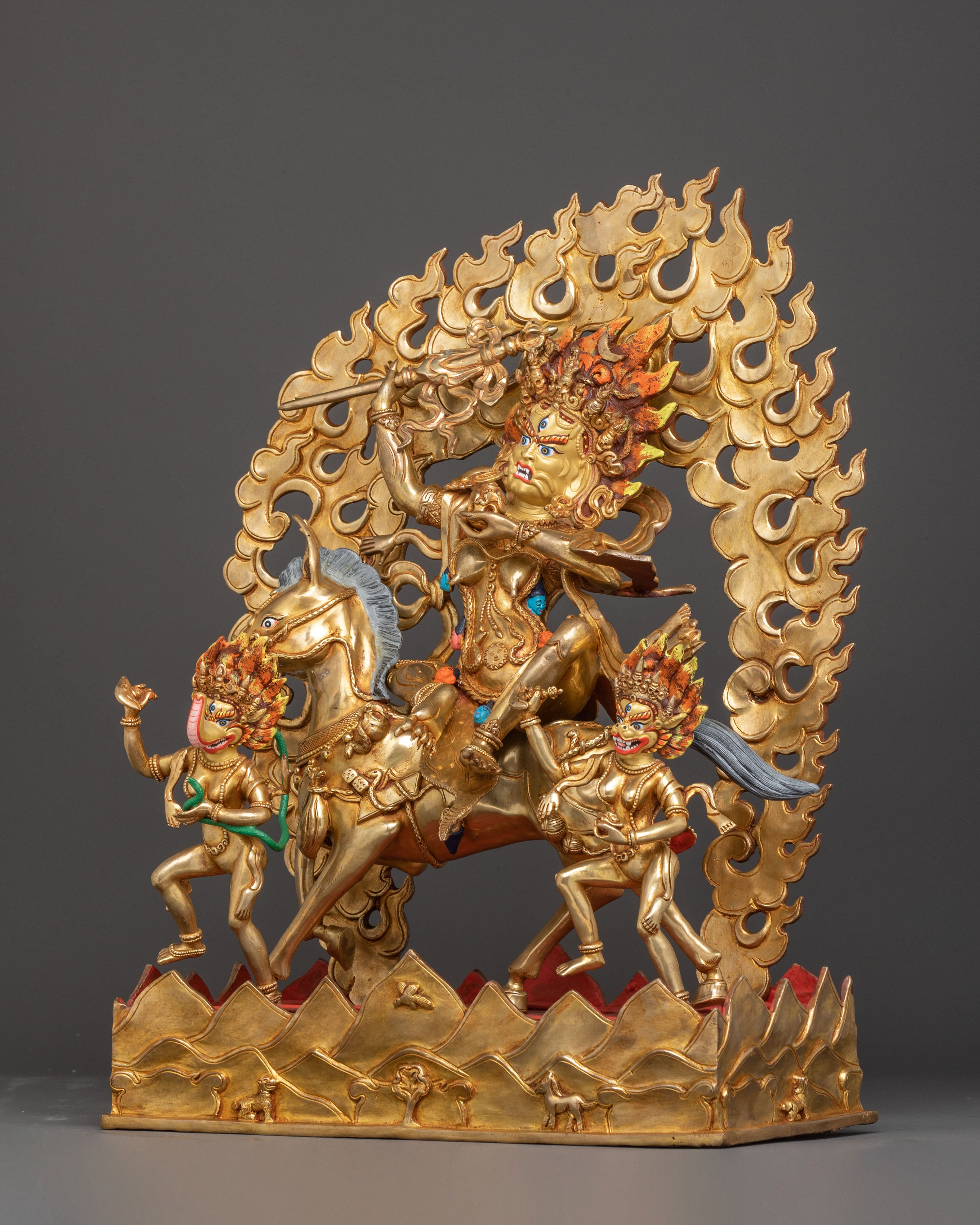Handcrafted Palden Lhamo Golden Statue – Radiant Protector