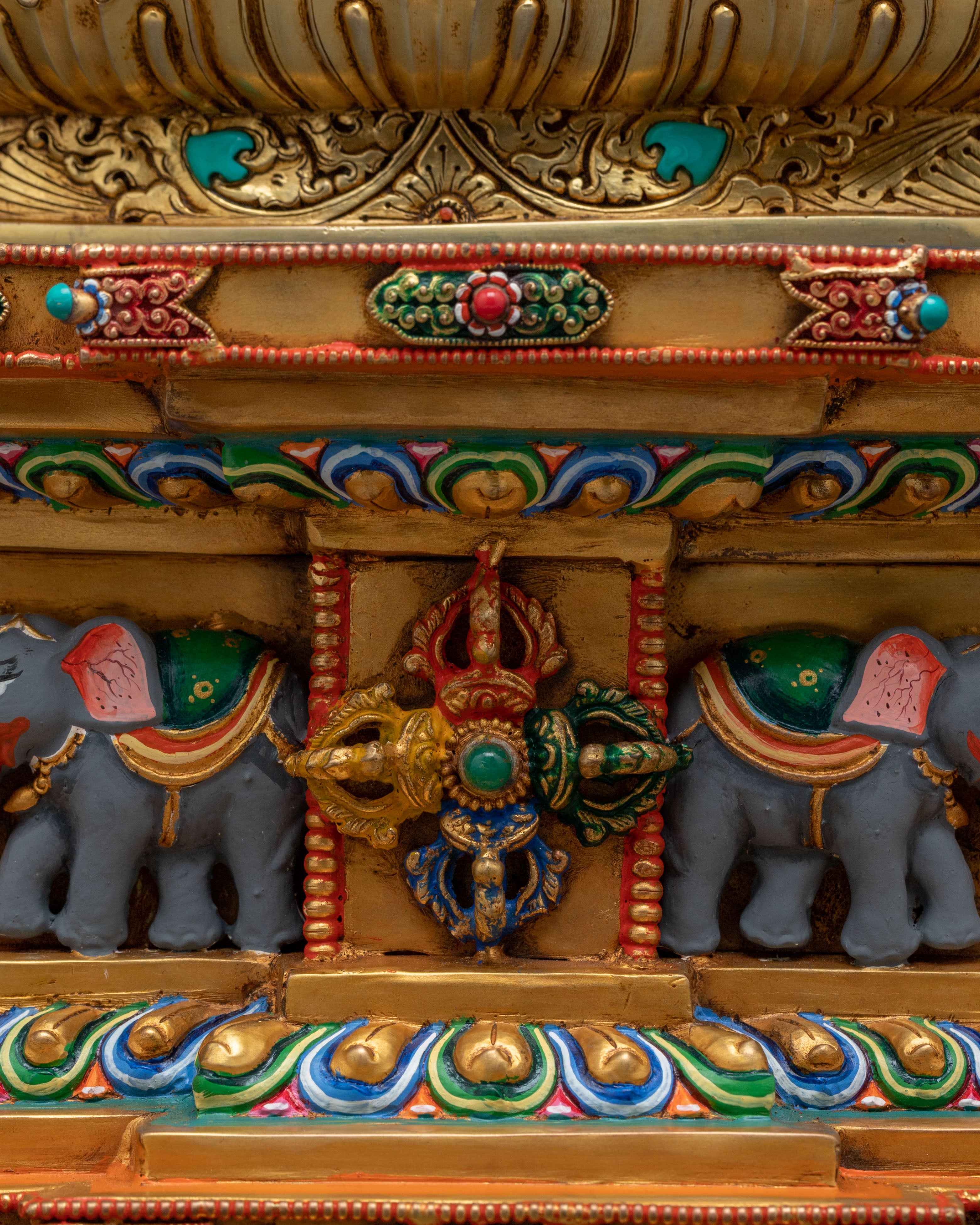 Majestic Guru Rinpoche with Yeshe Tsogyal and Mandarava Statue