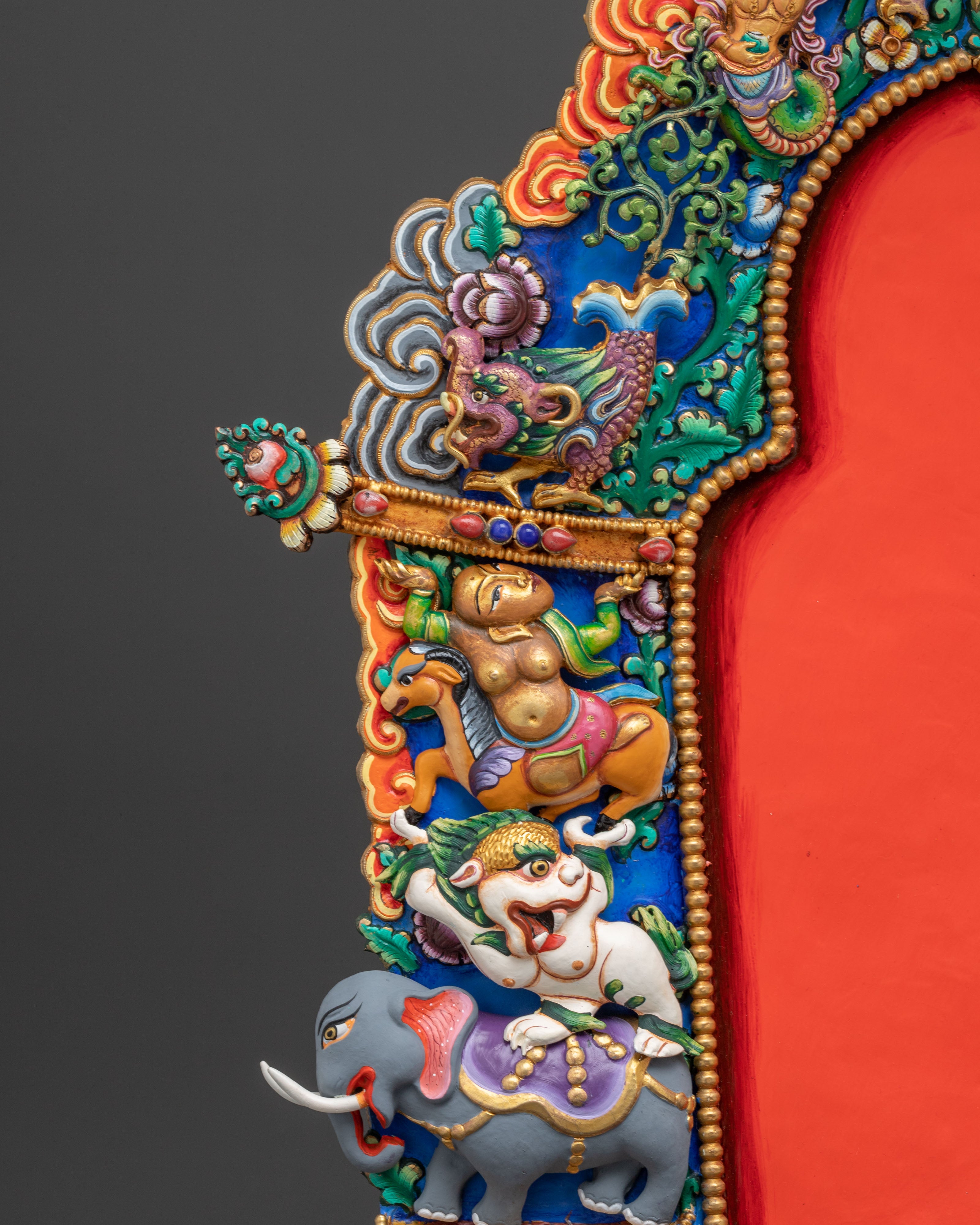 Majestic Guru Rinpoche with Yeshe Tsogyal and Mandarava Statue