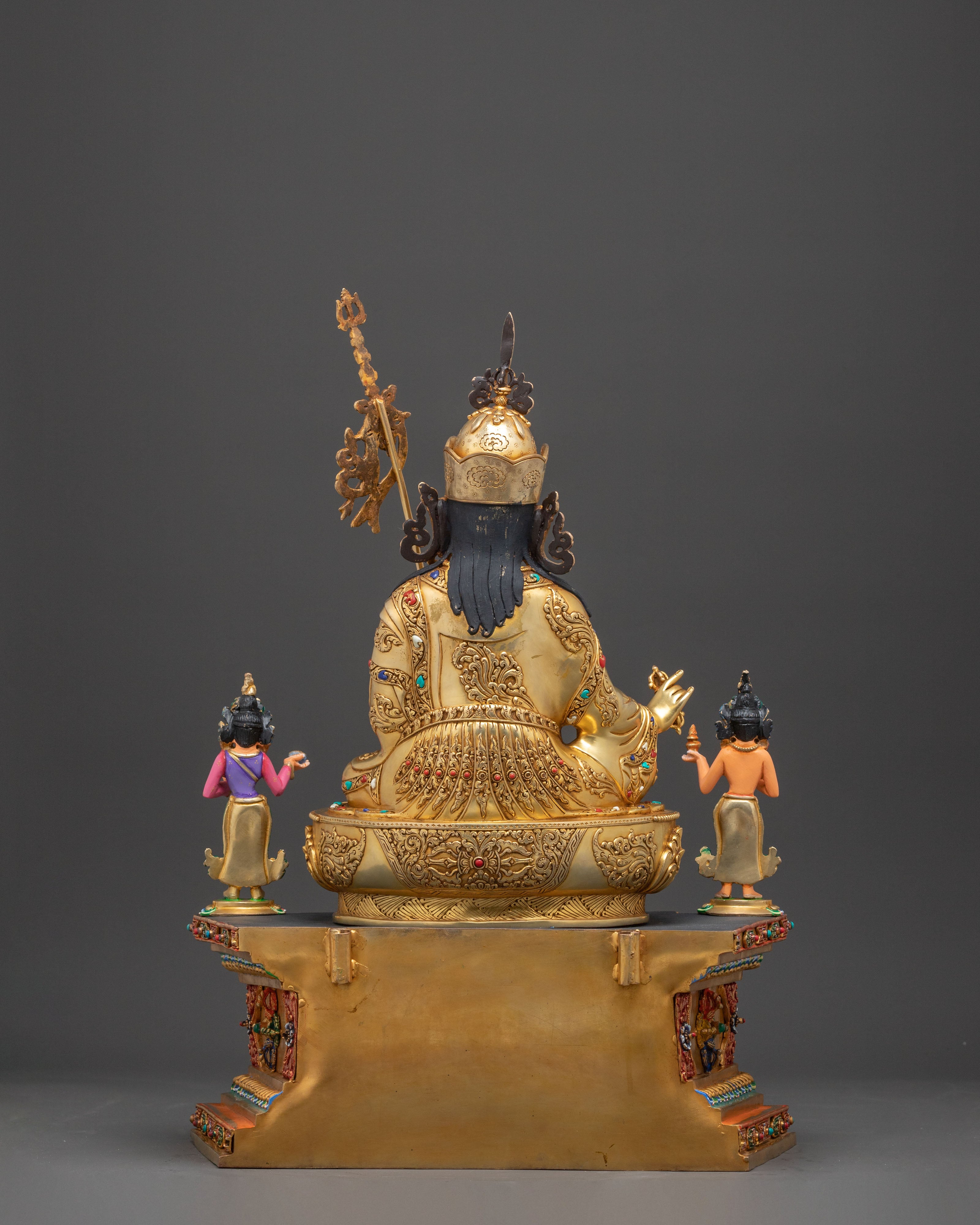 Majestic Guru Rinpoche with Yeshe Tsogyal and Mandarava Statue