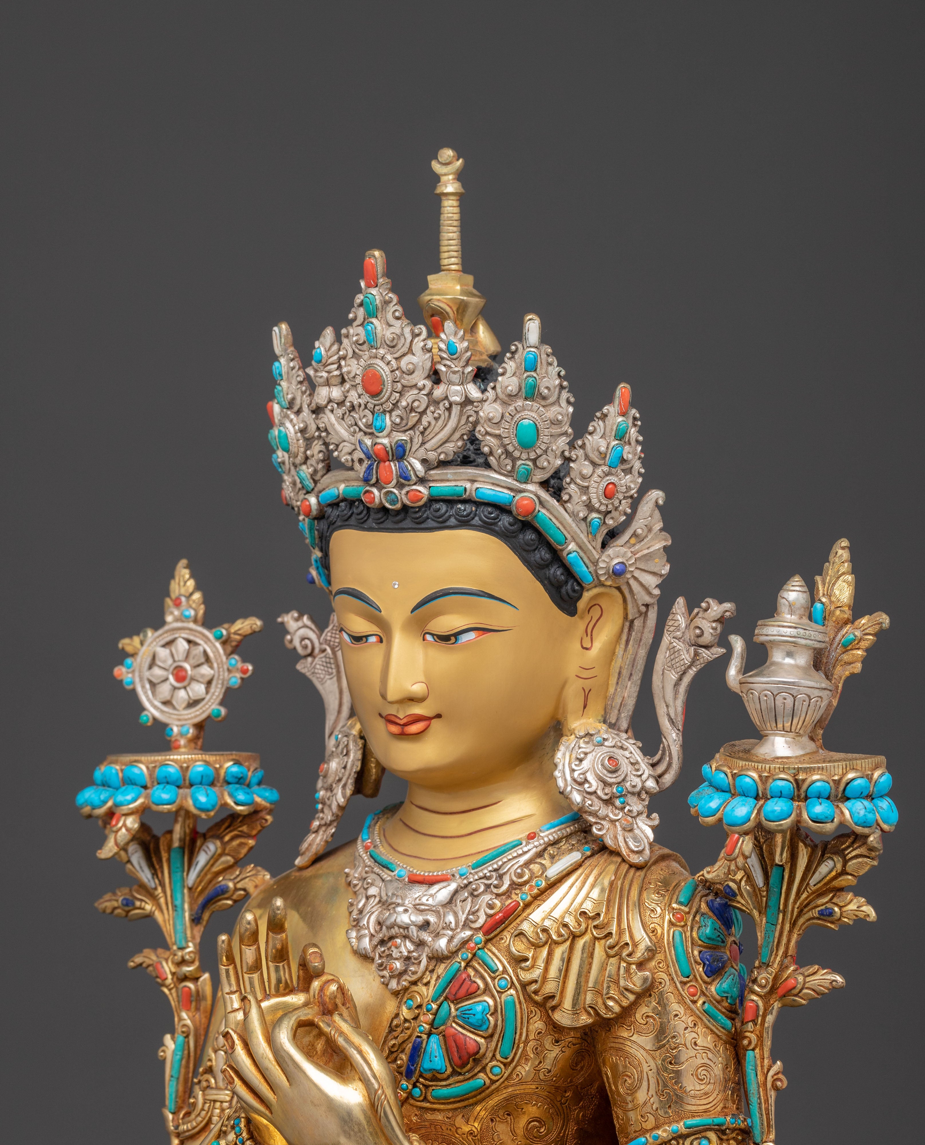 Handmade Maitreya Buddha Golden Statue – Radiant Nepalese Artistry