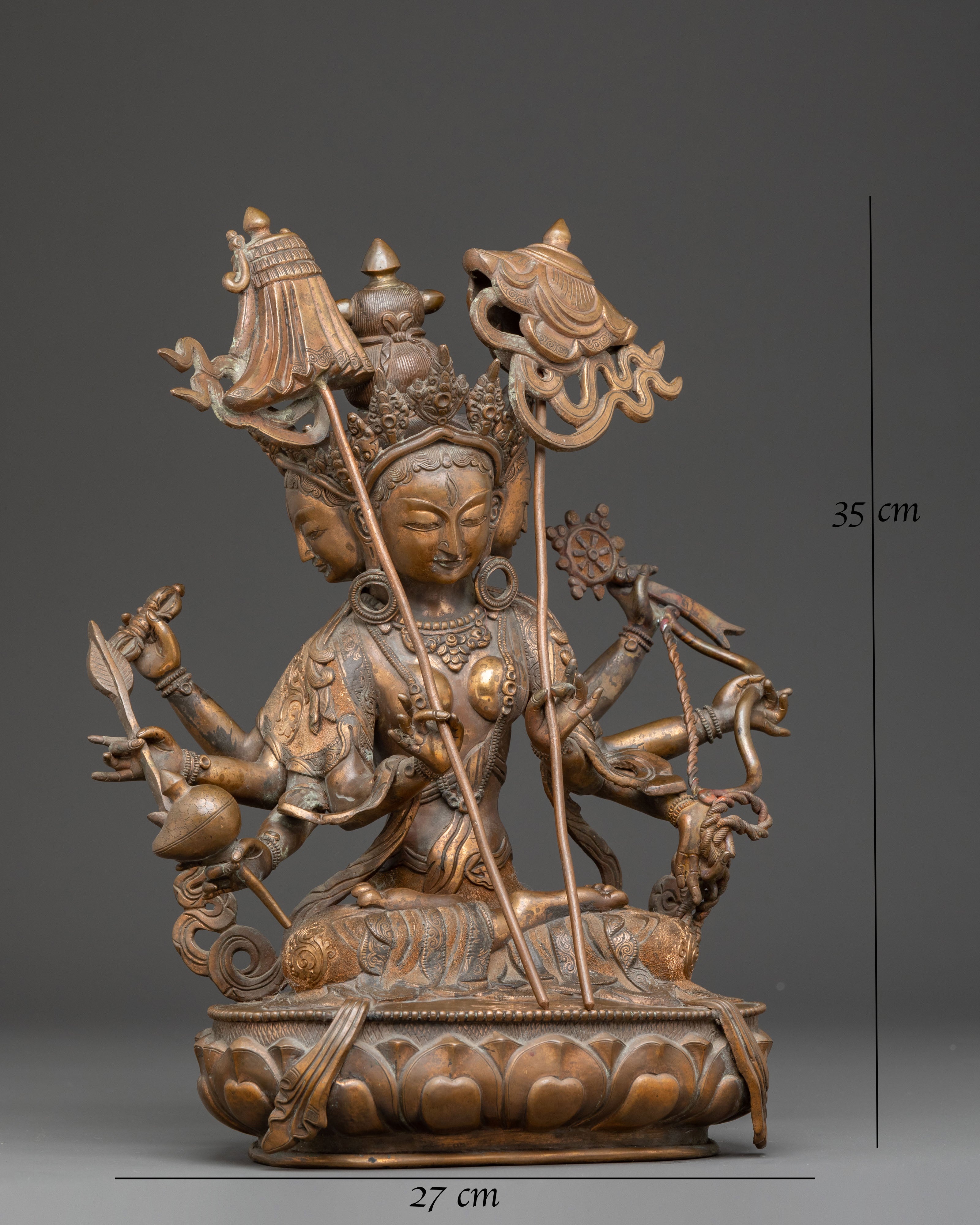 Tibetan Dhoja Devi Deity Statue - Antique Finish Copper