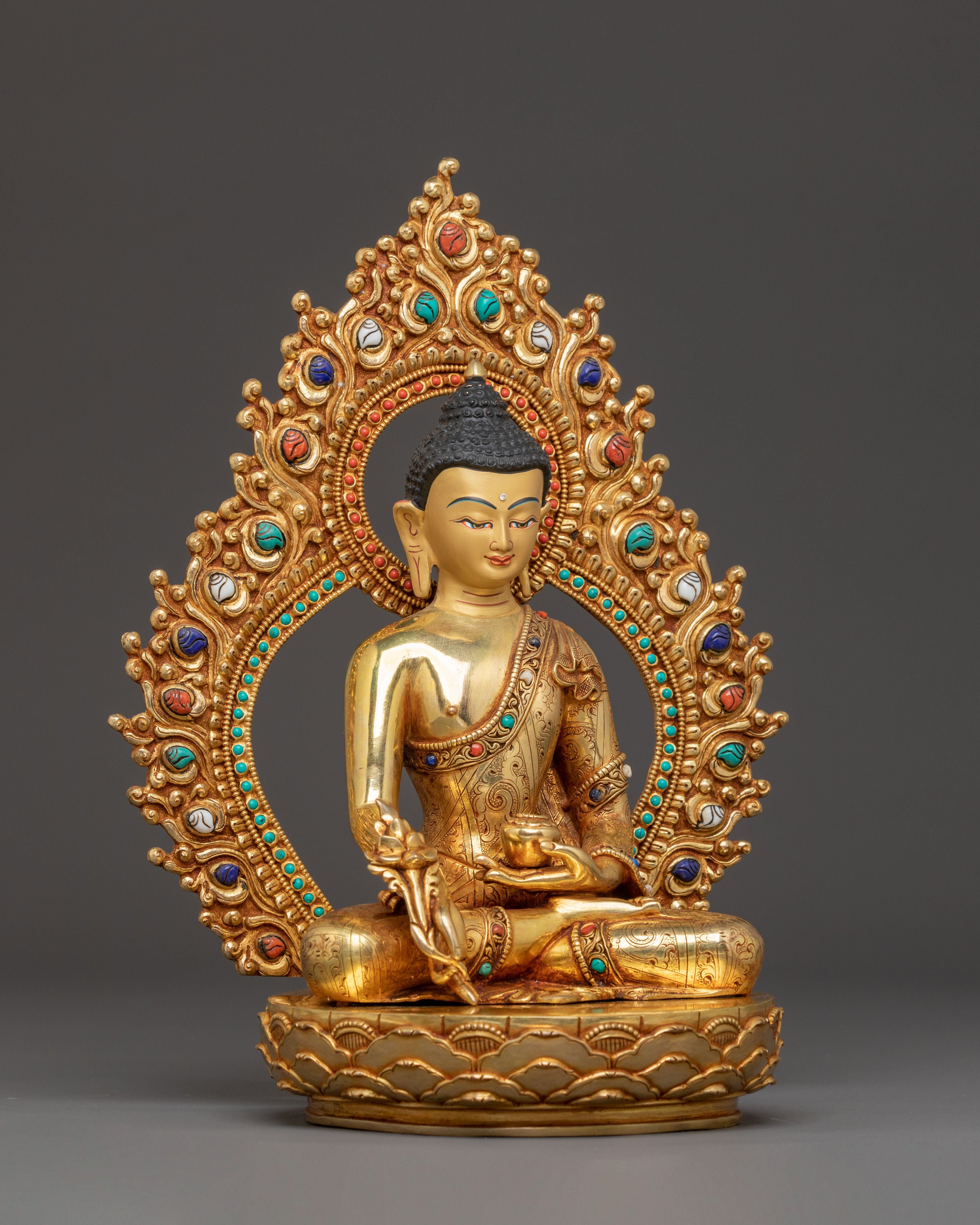 Buddha Trinity Golden Statue Set