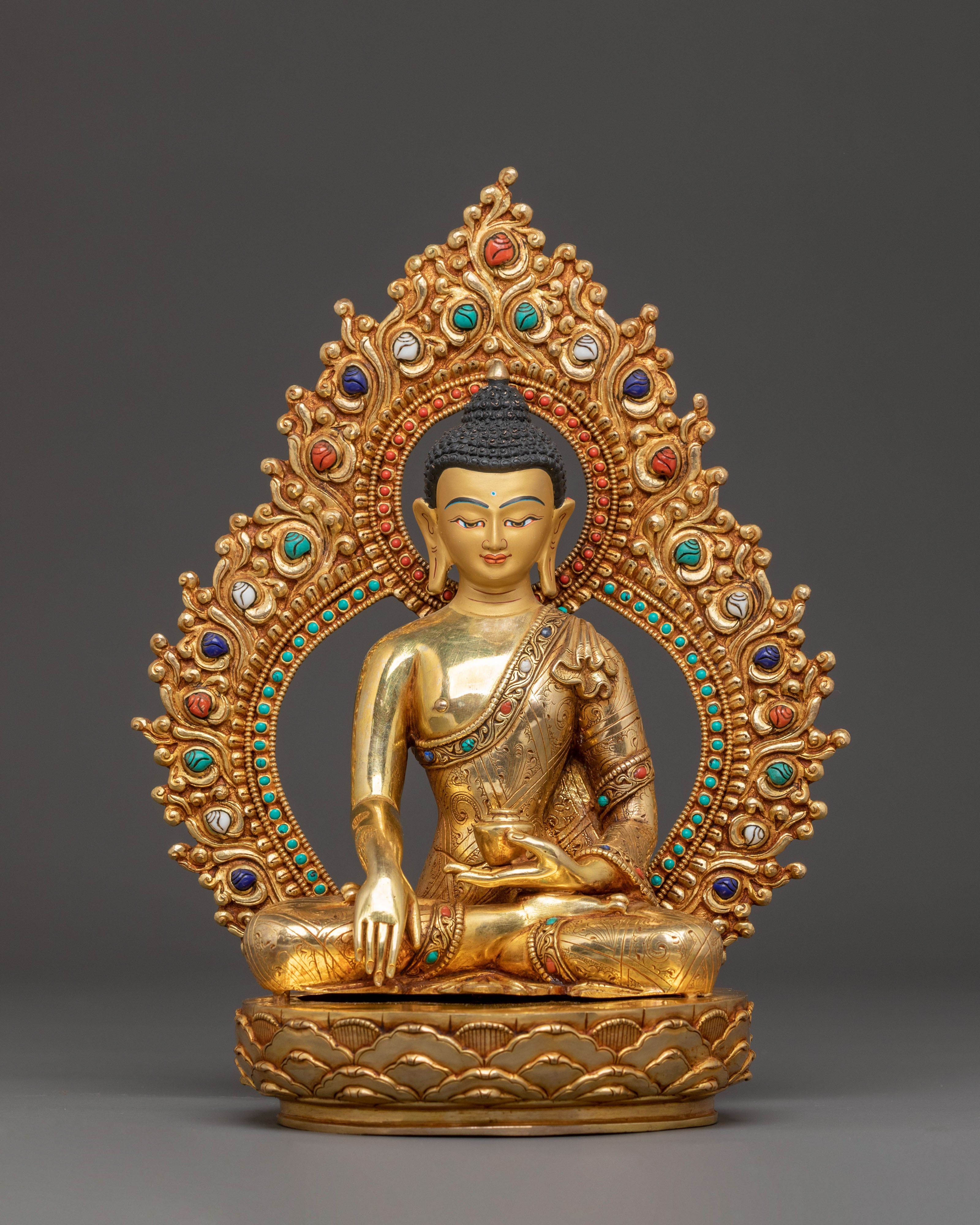 Buddha Trinity Golden Statue Set
