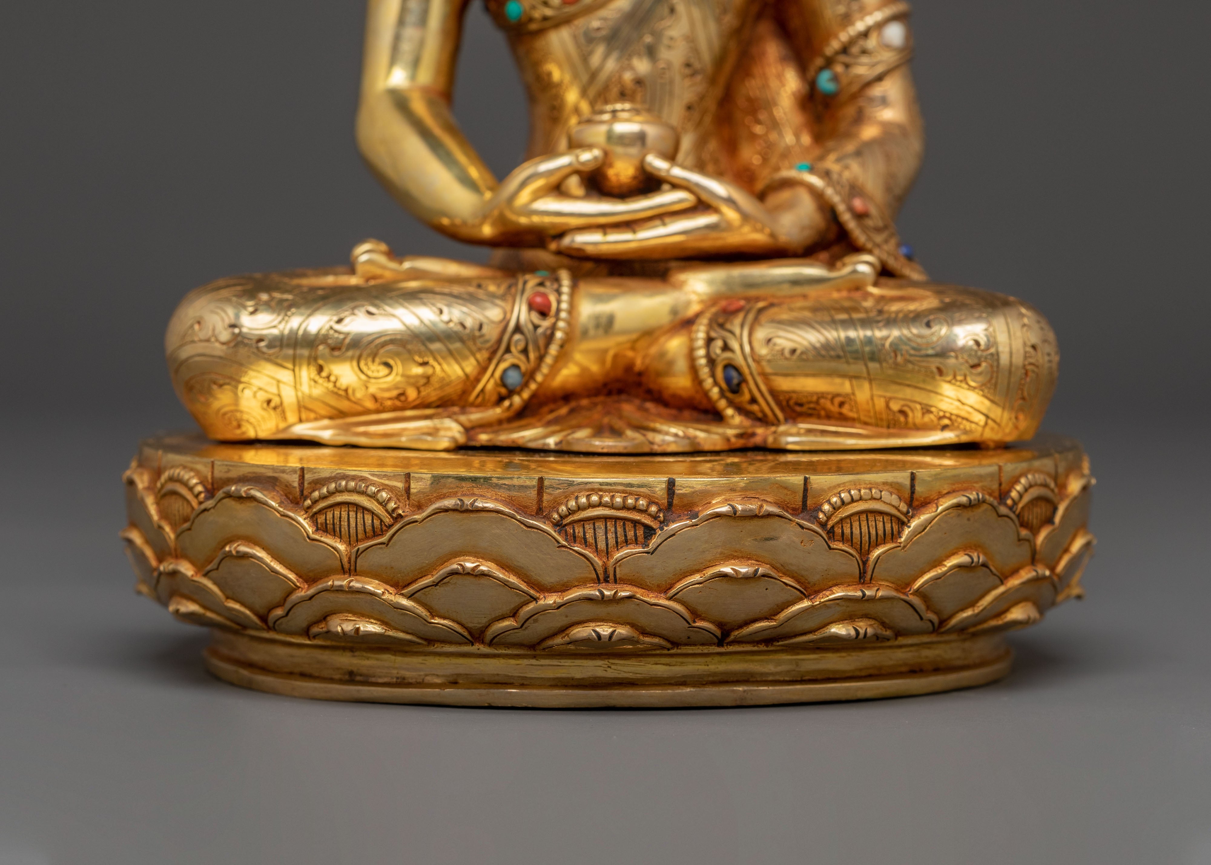 Pure Land Buddha Amitabha Golden Statue – Exquisite 24K Gilded Copper Art