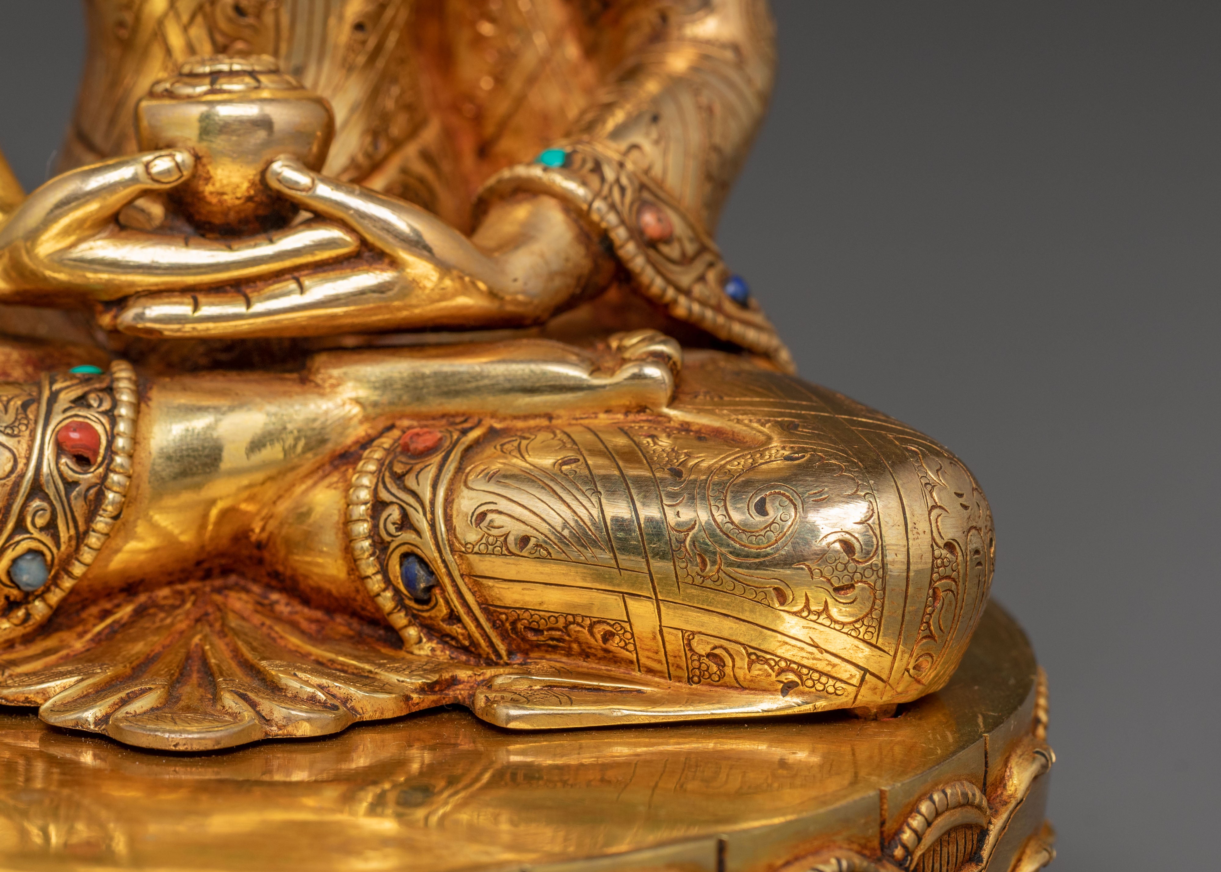 Pure Land Buddha Amitabha Golden Statue – Exquisite 24K Gilded Copper Art