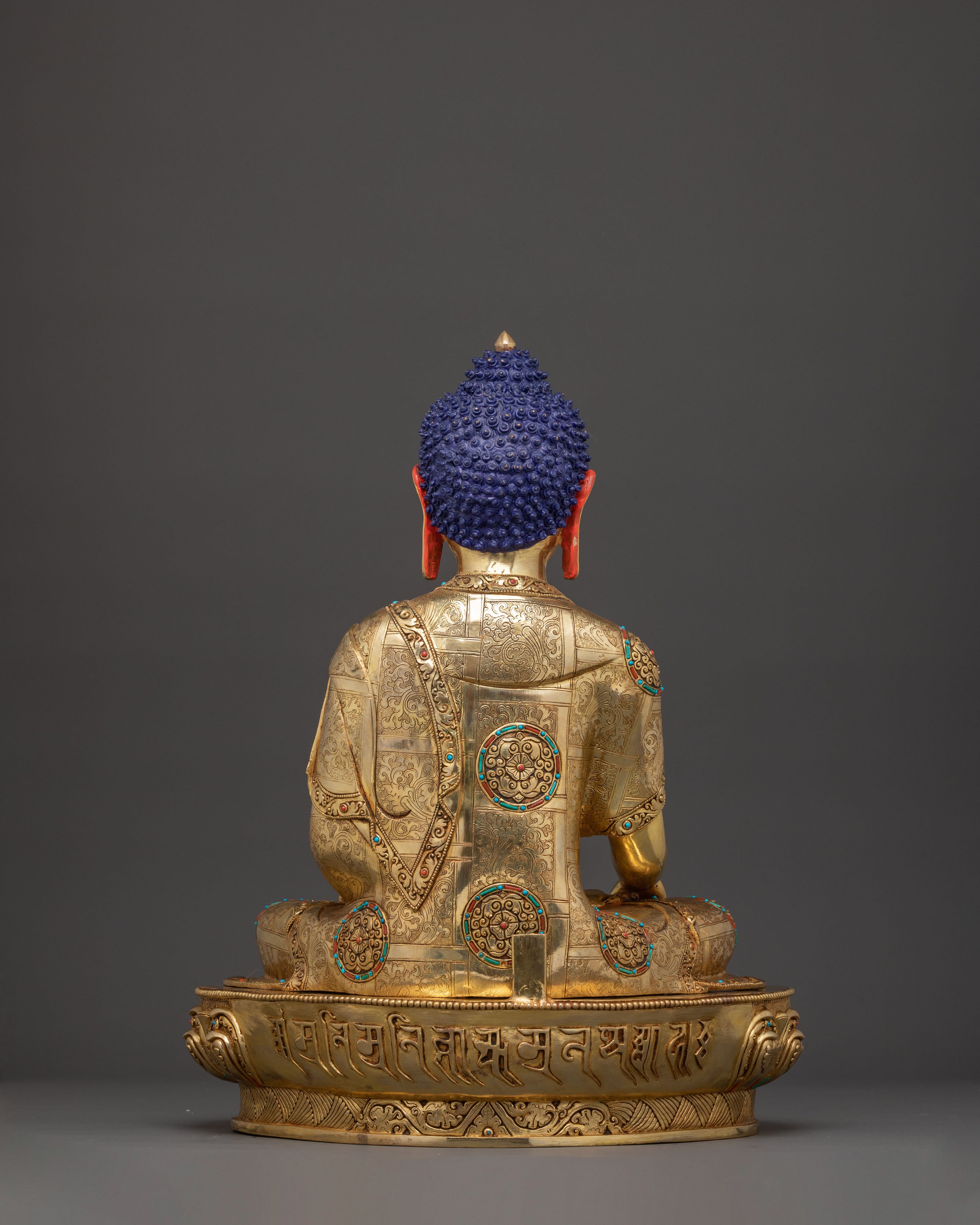 Buddha Shakyamuni Golden Statue with Gemstones