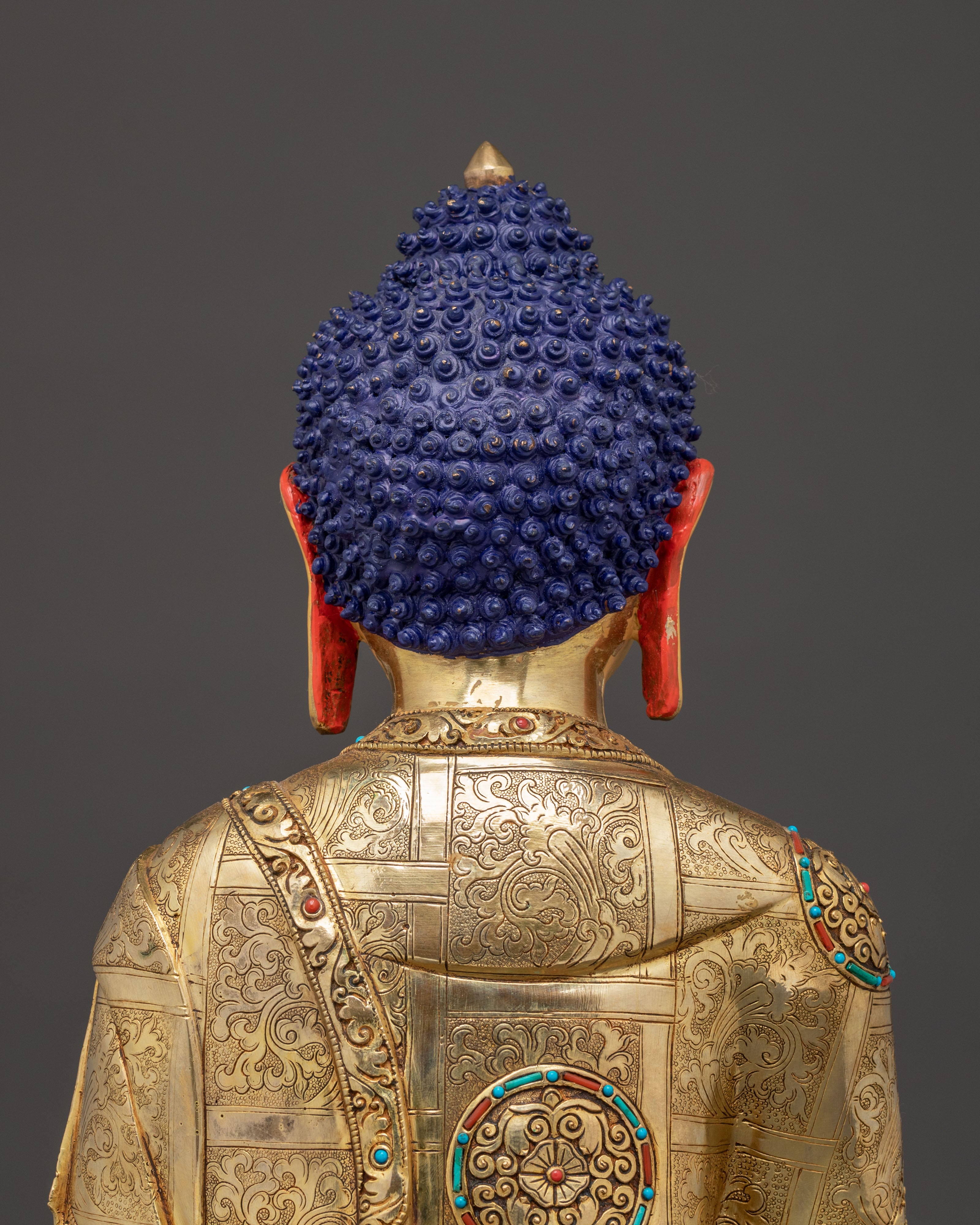 Buddha Shakyamuni Golden Statue with Gemstones