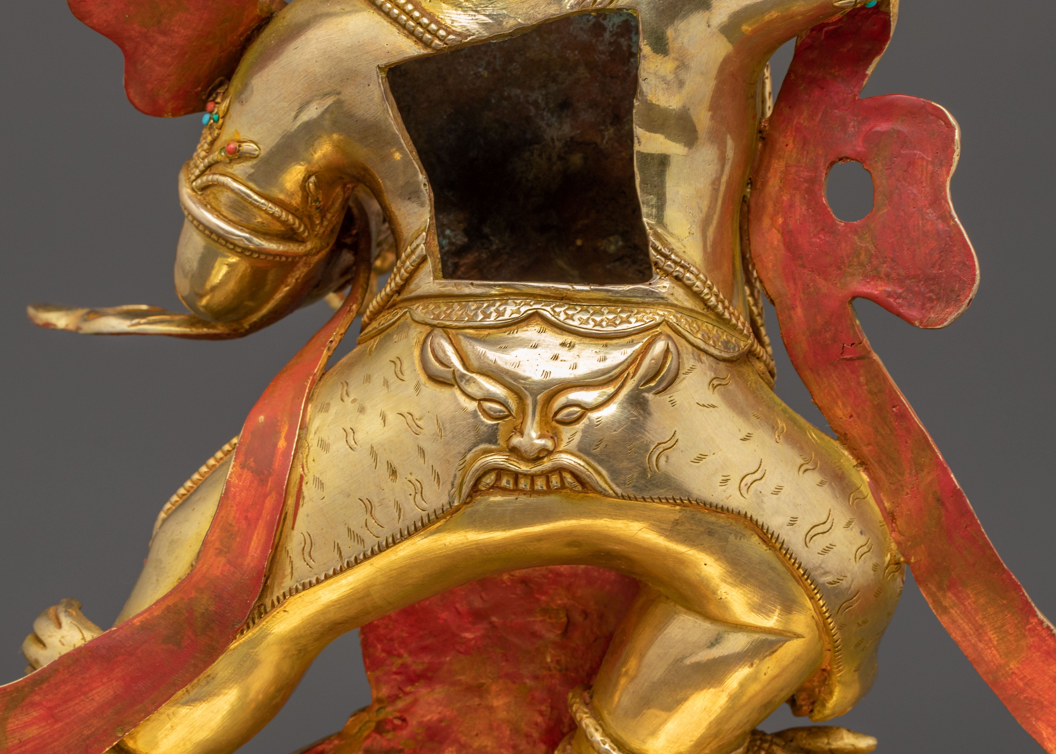 Vajrapani Bodhisattva Golden Statue – Fierce Protector