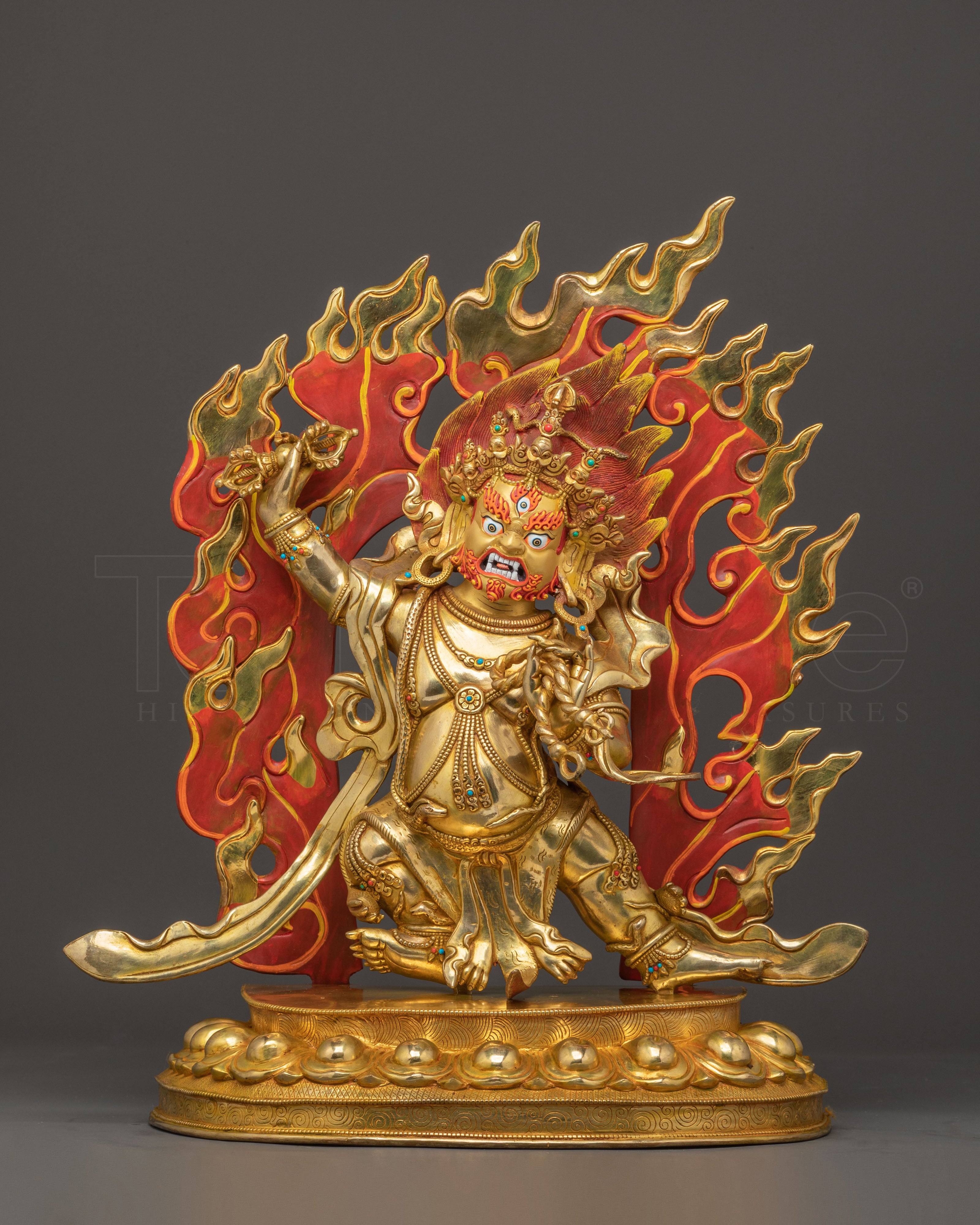 Vajrapani Bodhisattva Golden Statue – Fierce Protector
