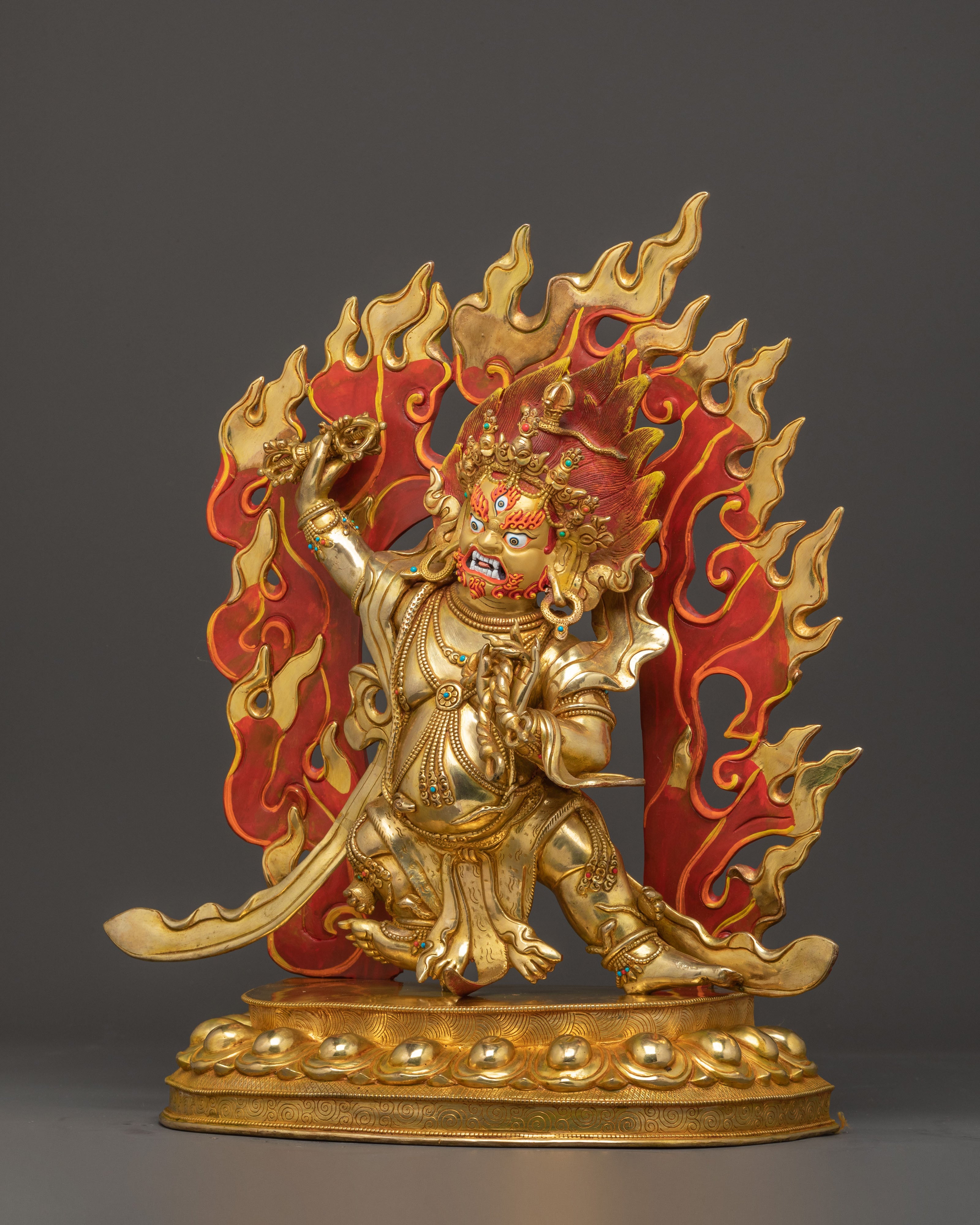 Vajrapani Bodhisattva Golden Statue – Fierce Protector