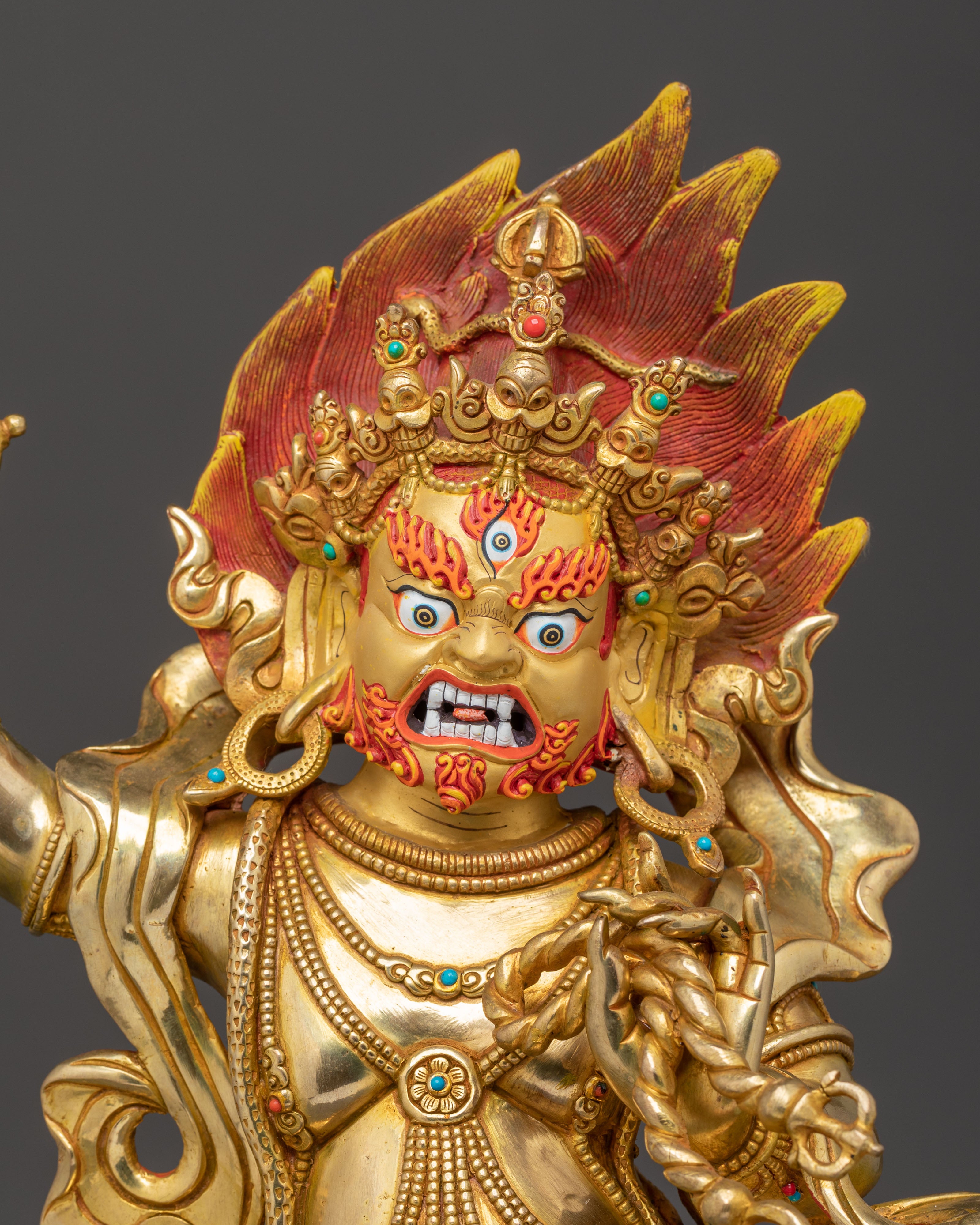 Vajrapani Bodhisattva Golden Statue – Fierce Protector