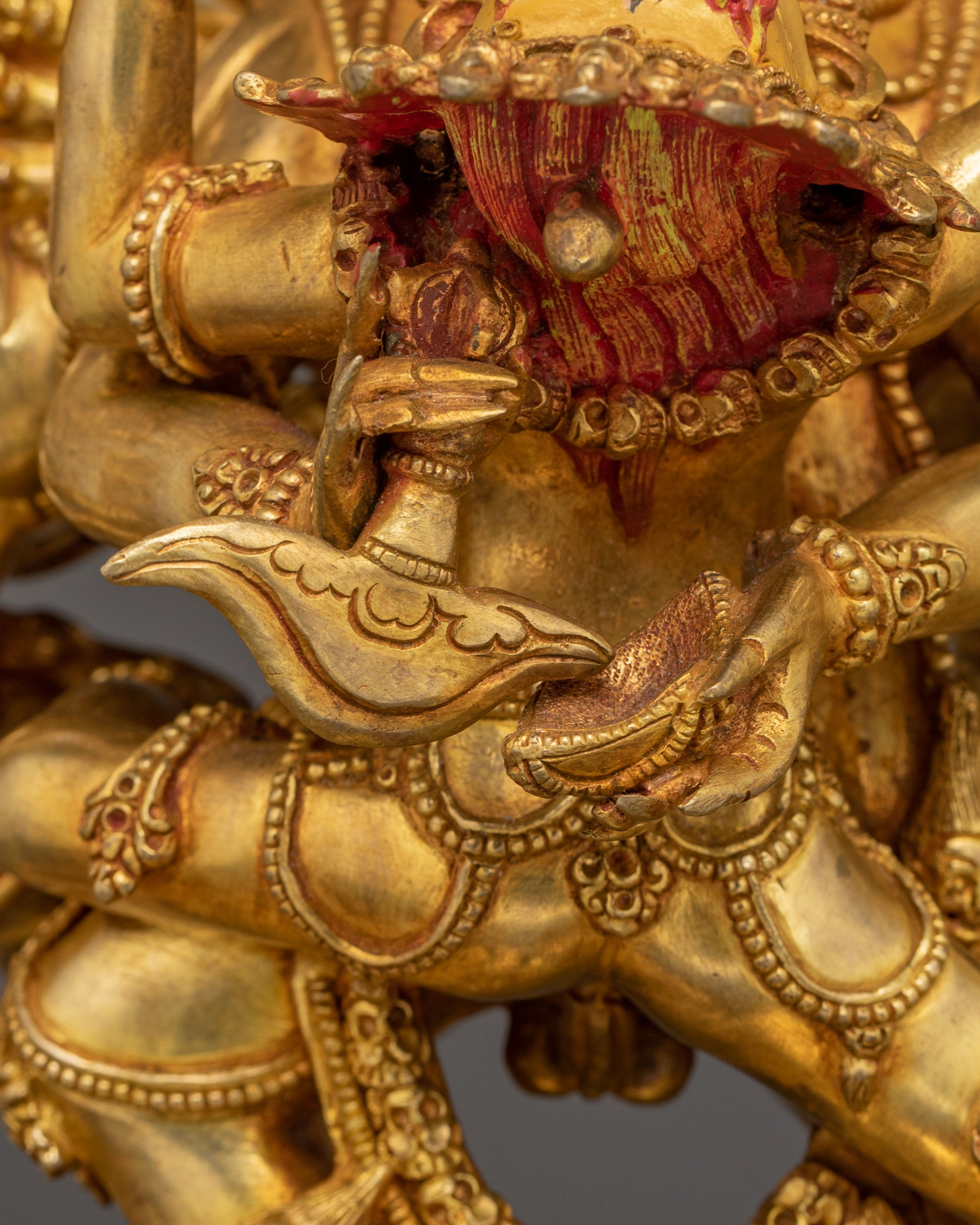 Yamantaka Statue Wrathful Form of Manjushri, Exquisitely Gilded