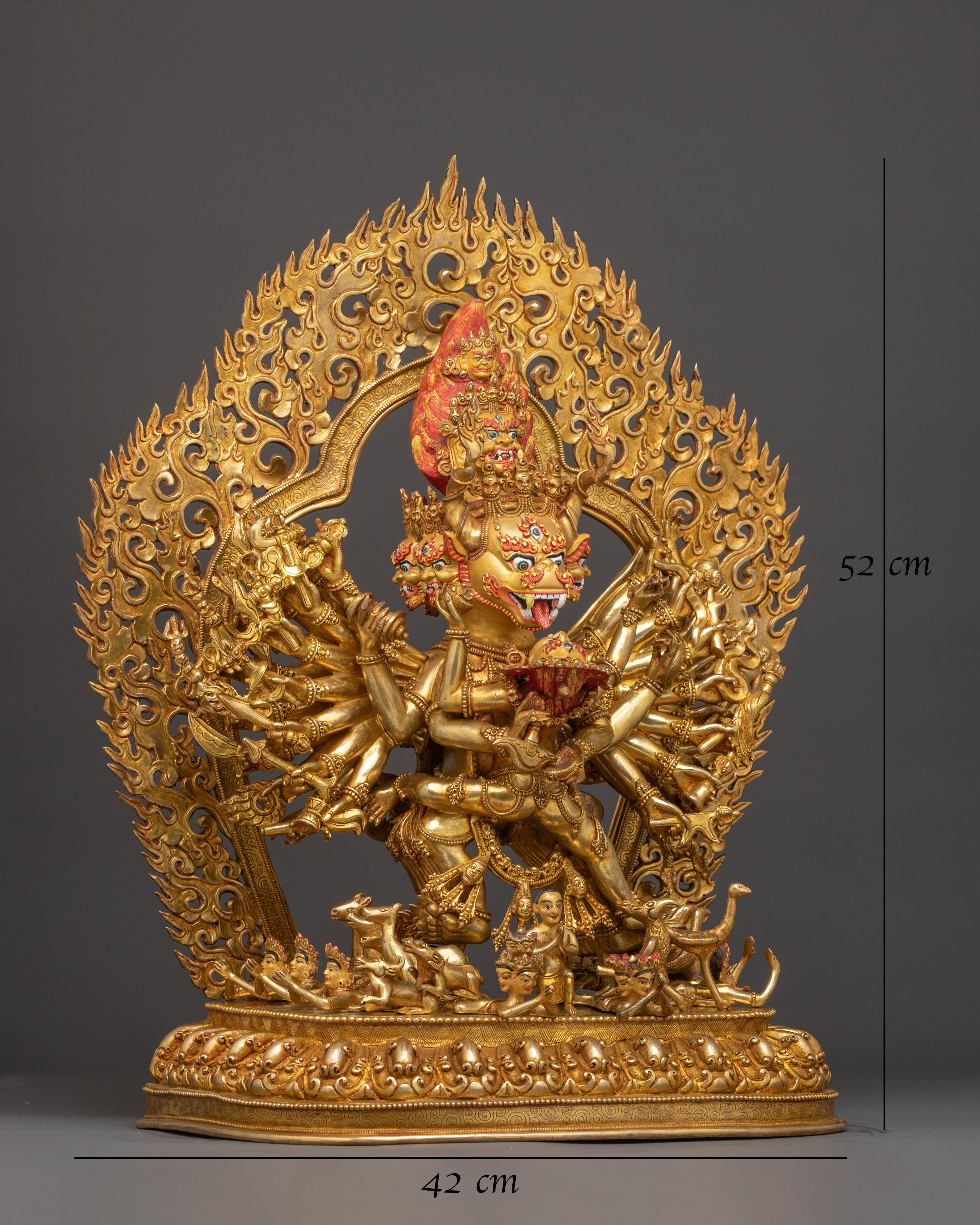 Yamantaka Statue Wrathful Form of Manjushri, Exquisitely Gilded