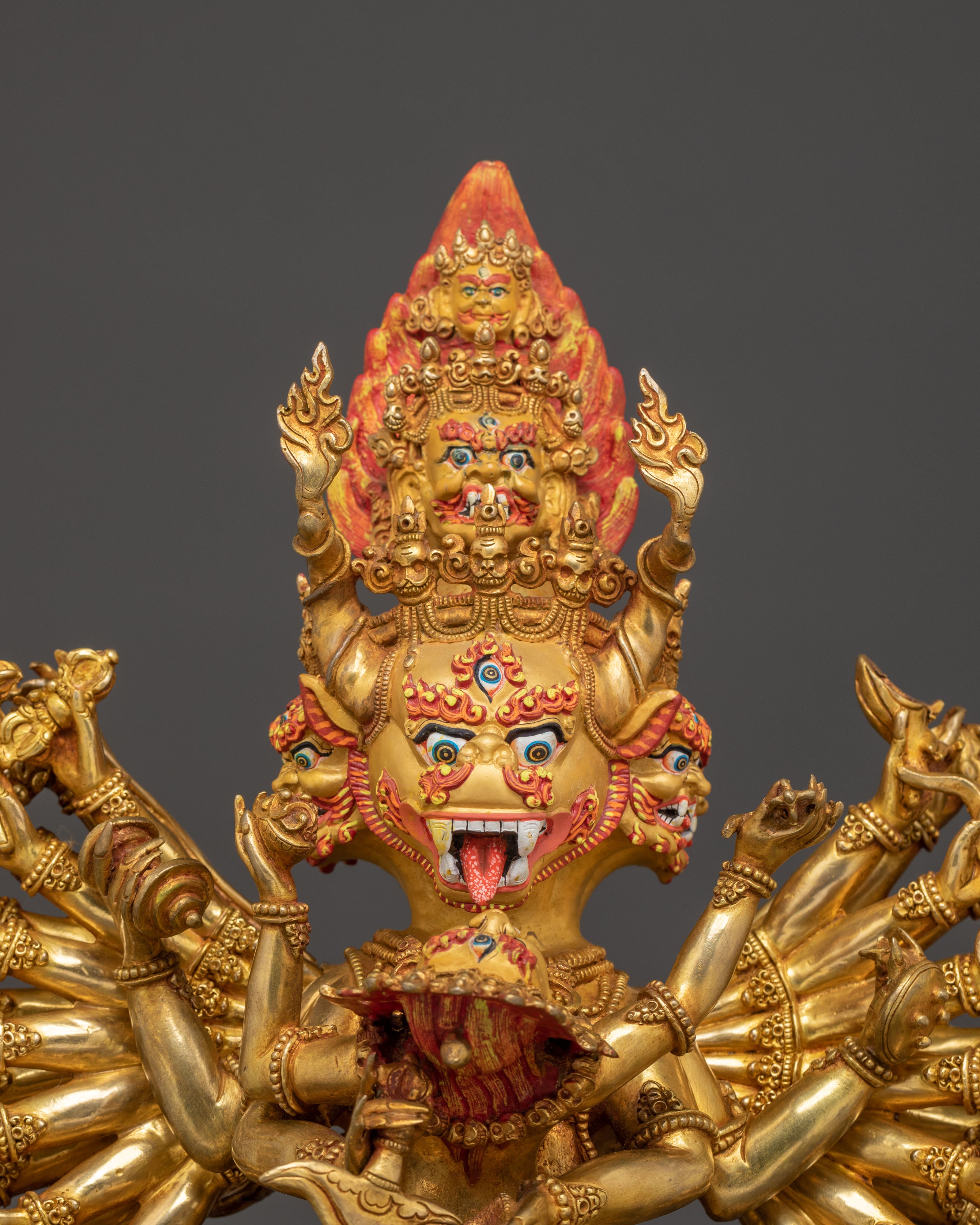Yamantaka Statue Wrathful Form of Manjushri, Exquisitely Gilded