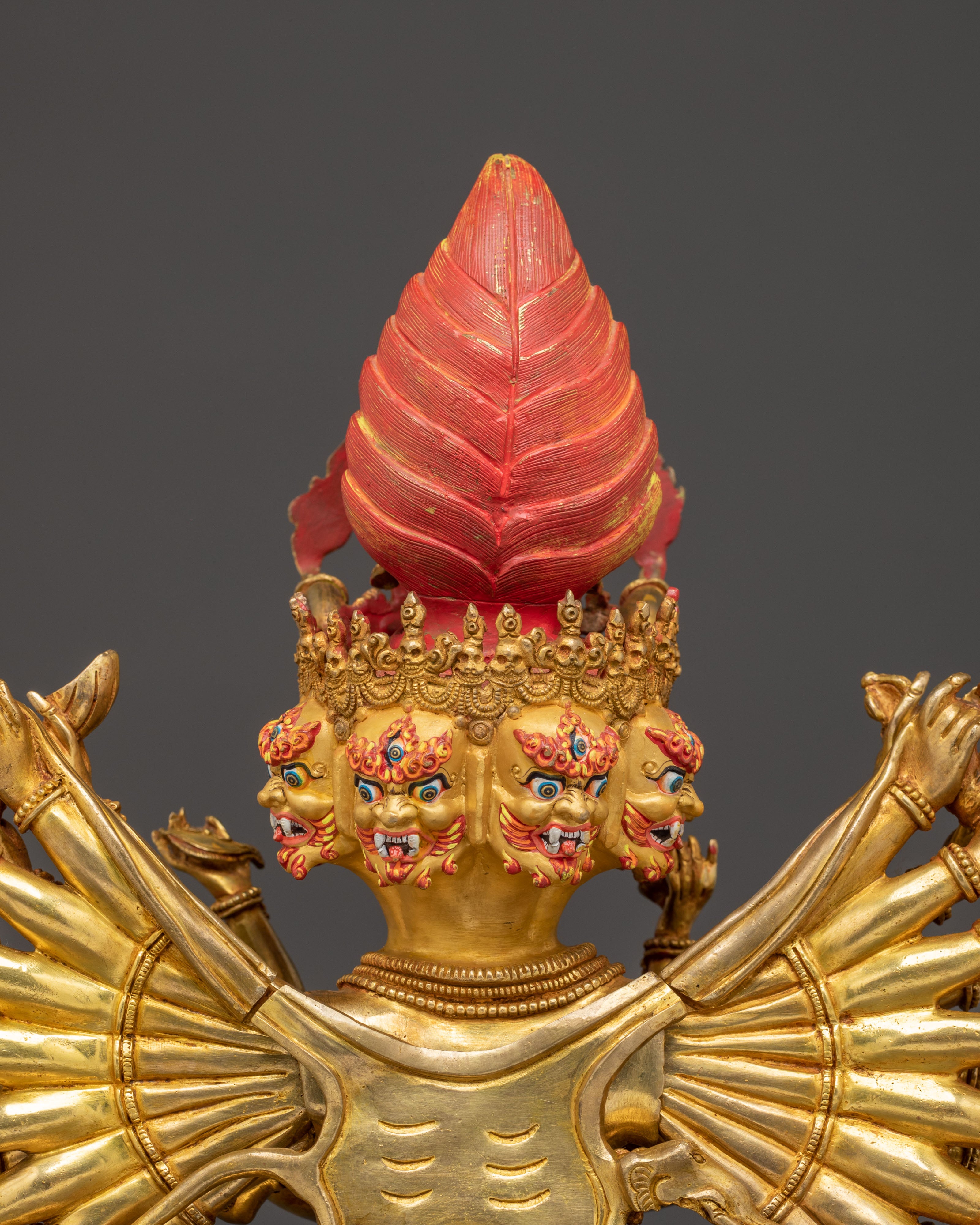 Yamantaka Statue Wrathful Form of Manjushri, Exquisitely Gilded