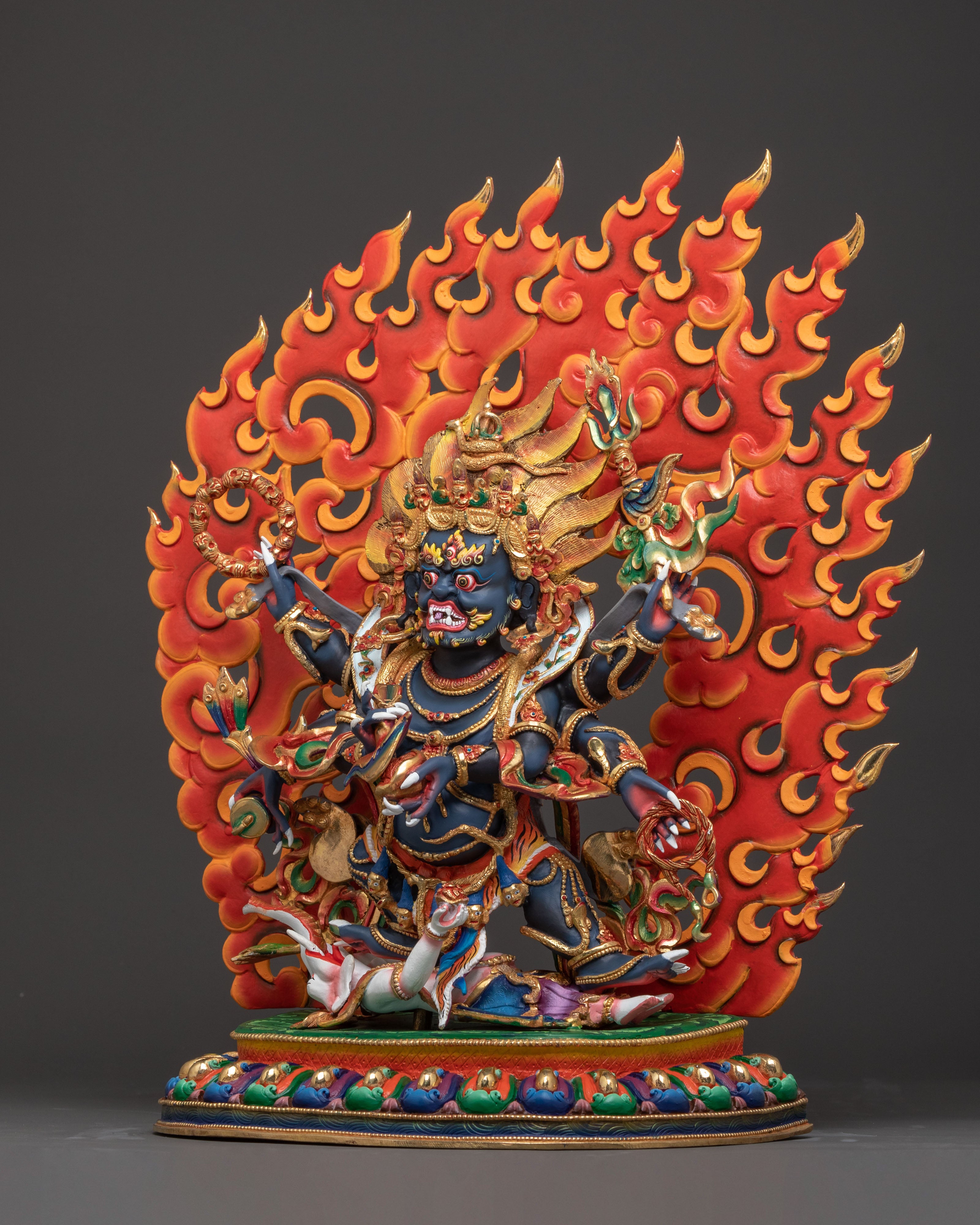 Tibetan Six Armed Mahakala Figurine | Sacred Spiritual Decor