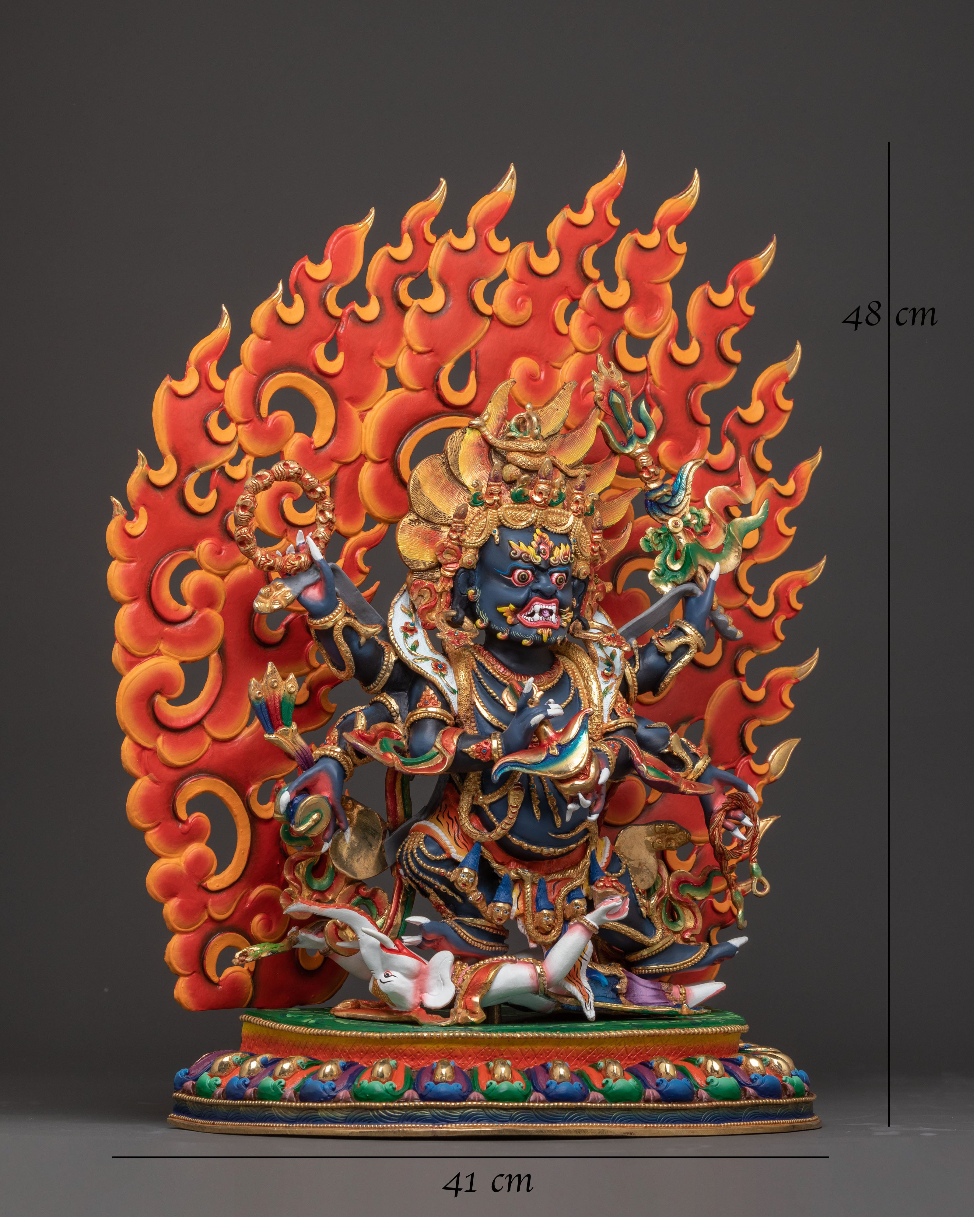 Tibetan Six Armed Mahakala Figurine | Sacred Spiritual Decor