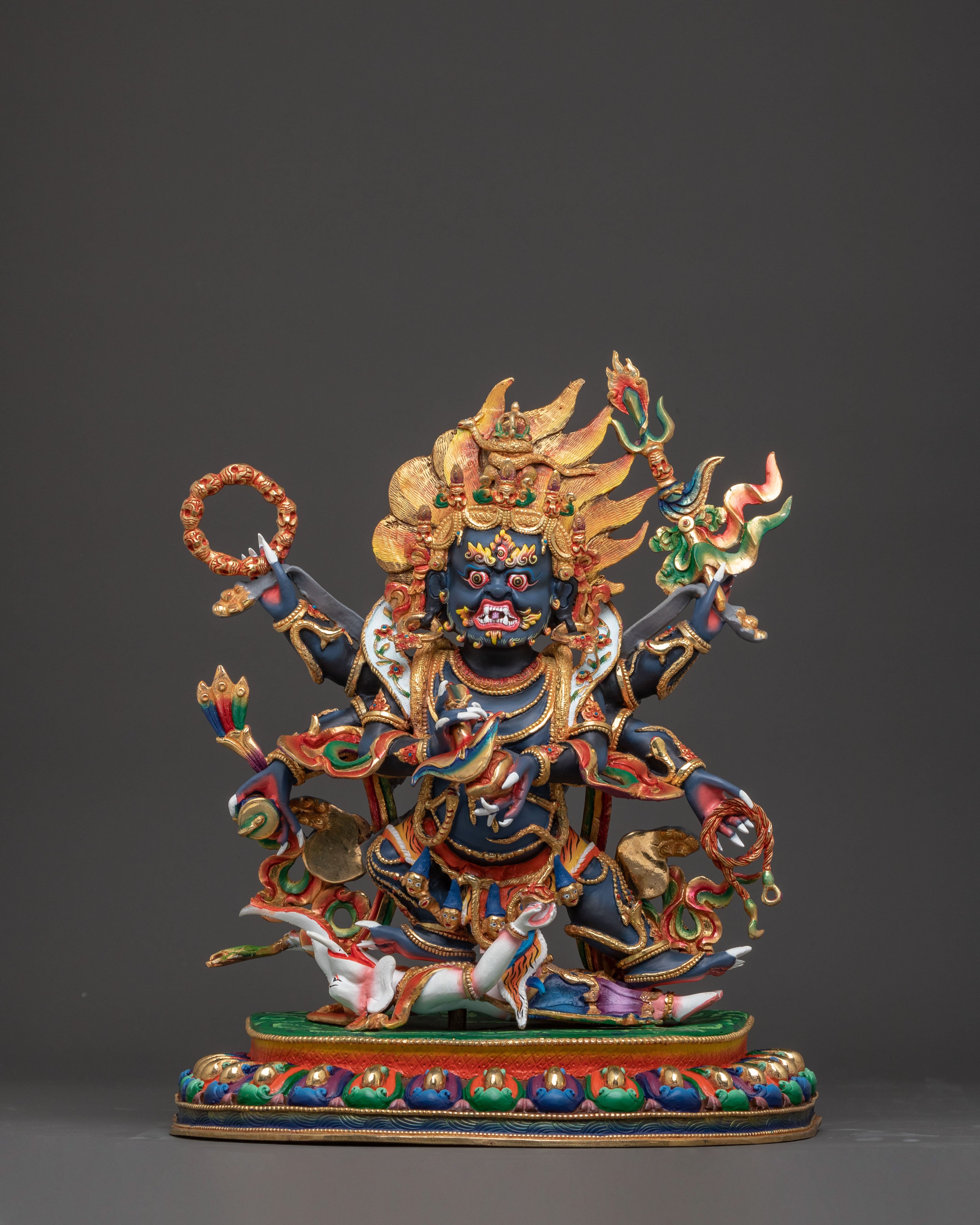 Tibetan Six Armed Mahakala Figurine | Sacred Spiritual Decor