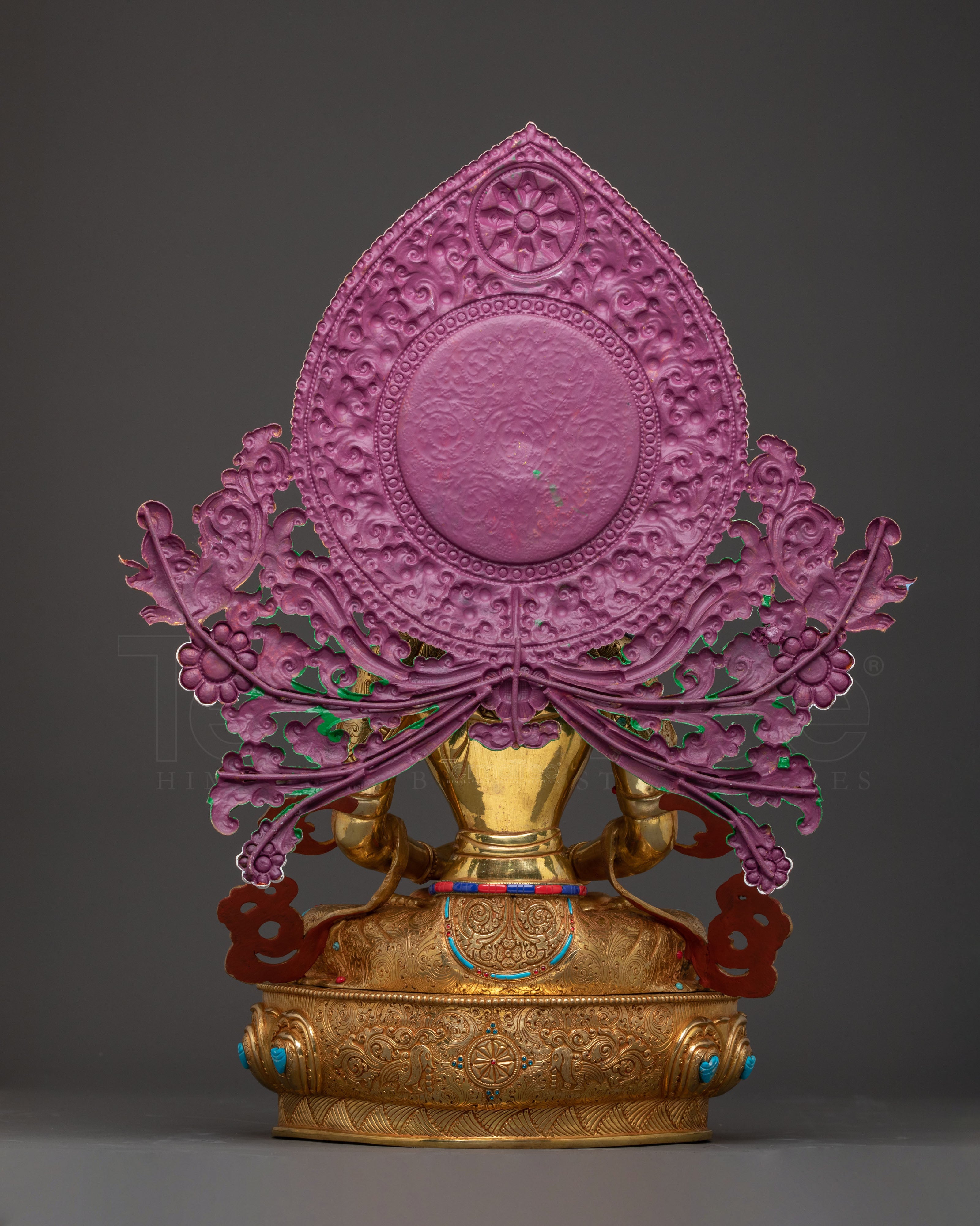 Sacred Long Life Deity Amitayus – Exquisite 24K Gold Gilded Statue