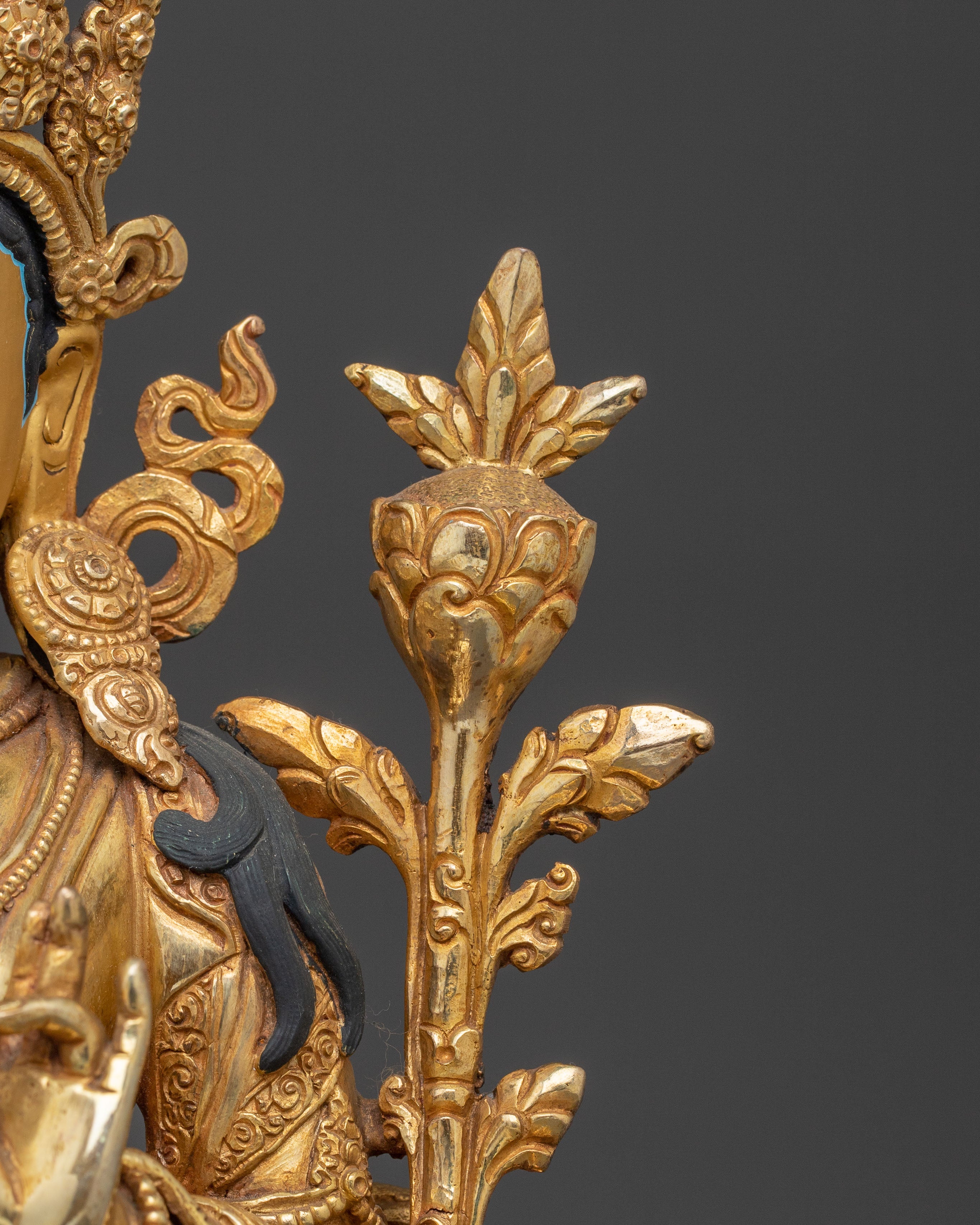 Sacred Compassion Goddess Green Tara Statue – 24K Gilded Radiance