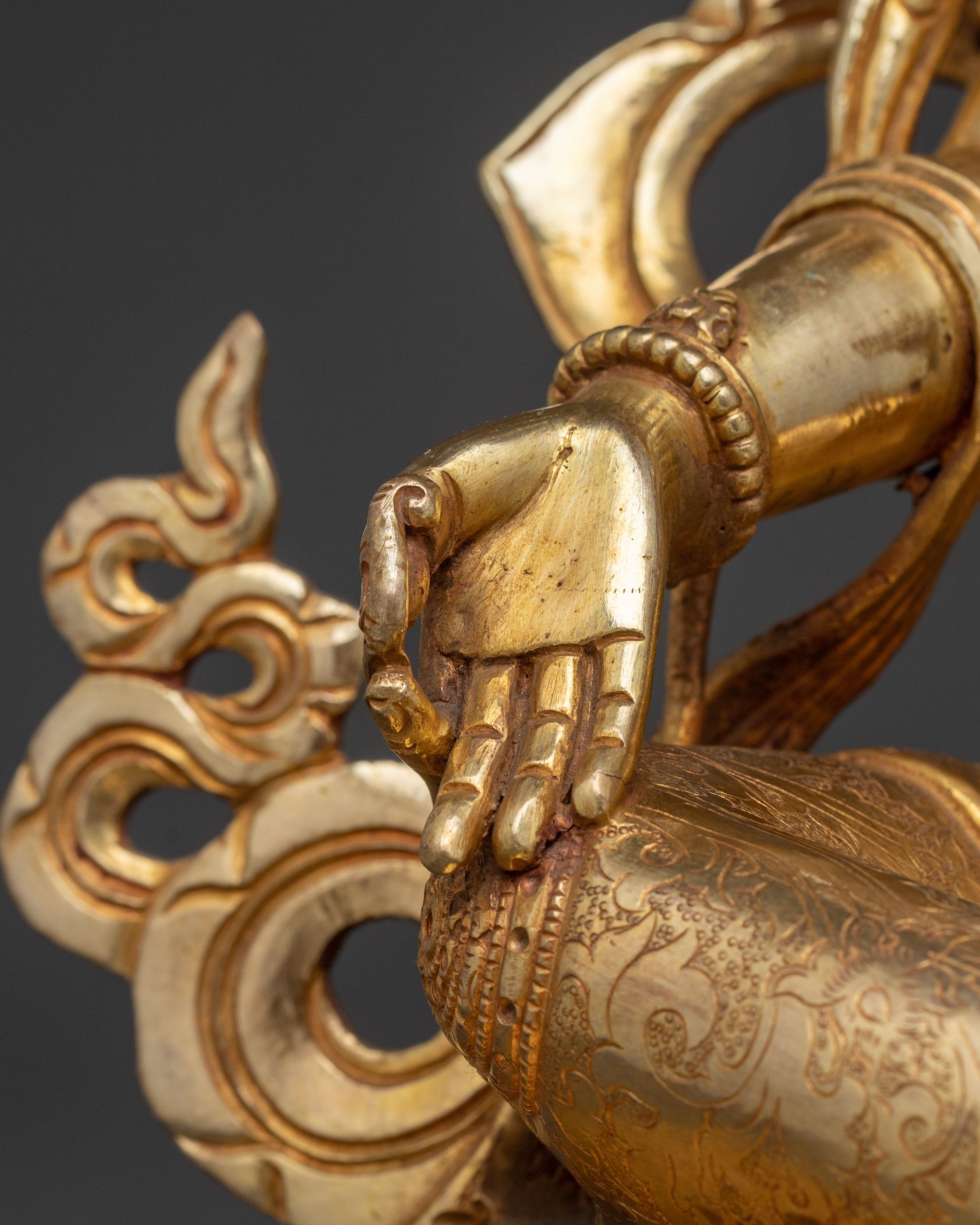 Sacred Compassion Goddess Green Tara Statue – 24K Gilded Radiance