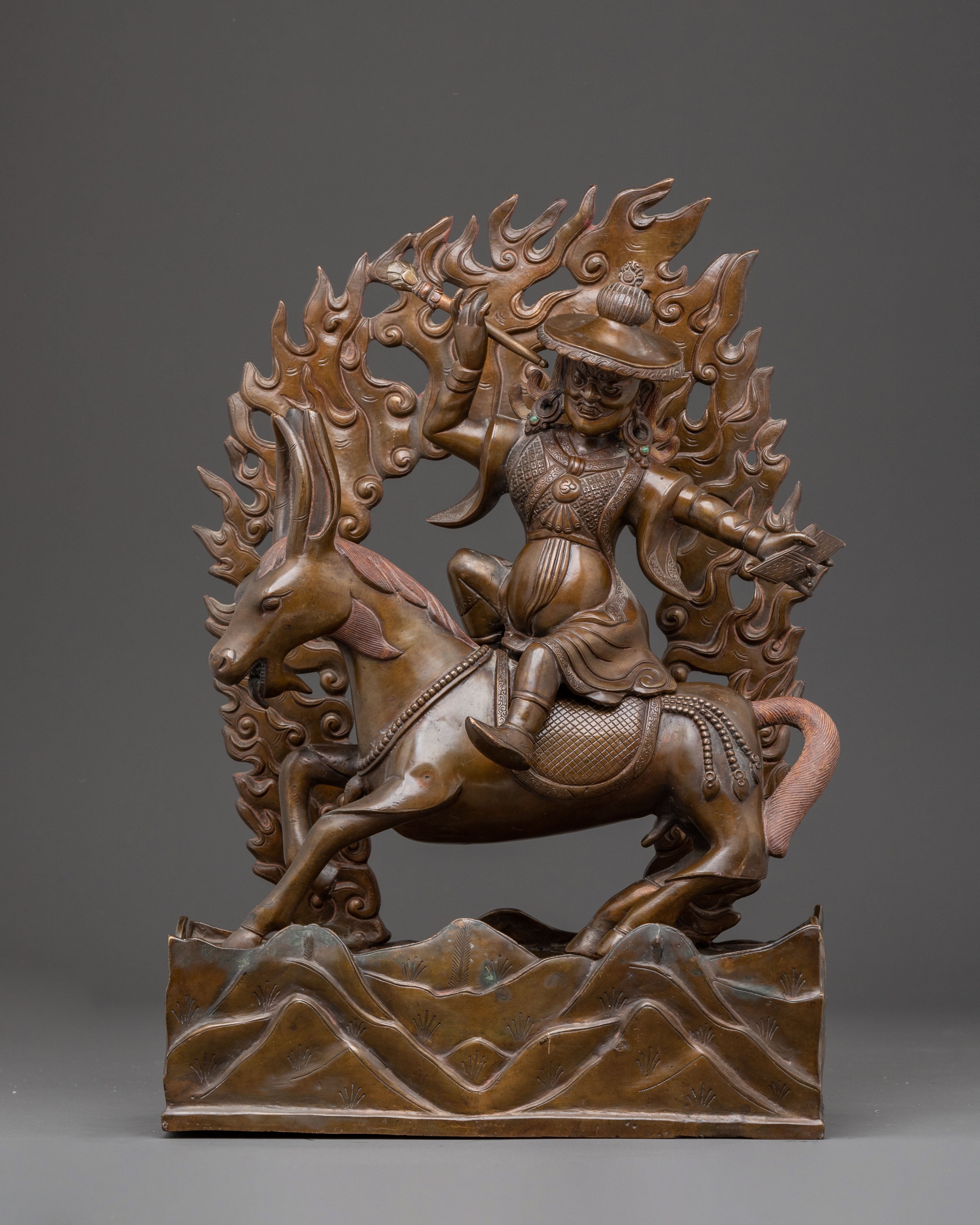 Oxidized Copper Damchen Garawai Nagpo Statue – Dharma Protector
