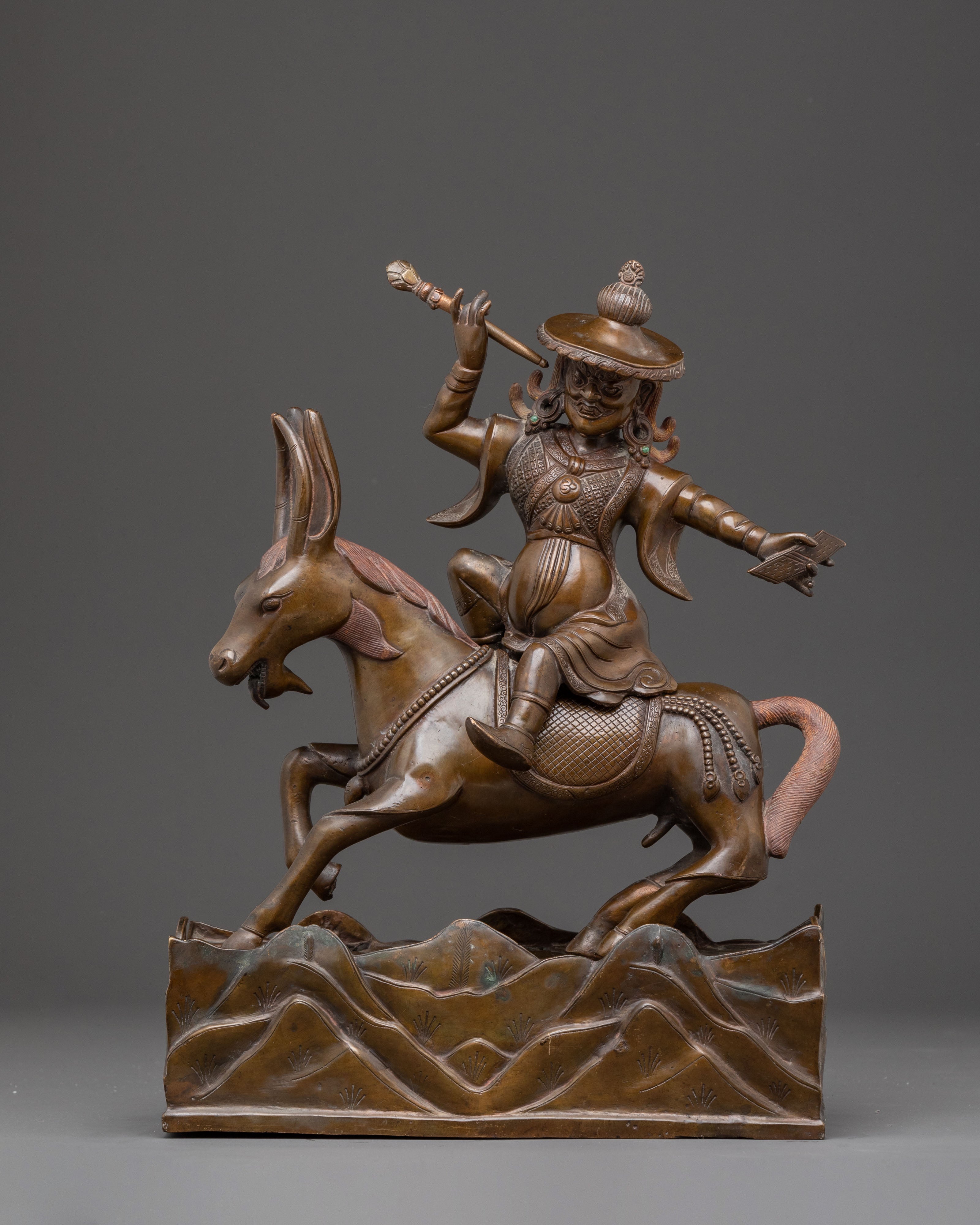 Oxidized Copper Damchen Garawai Nagpo Statue – Dharma Protector
