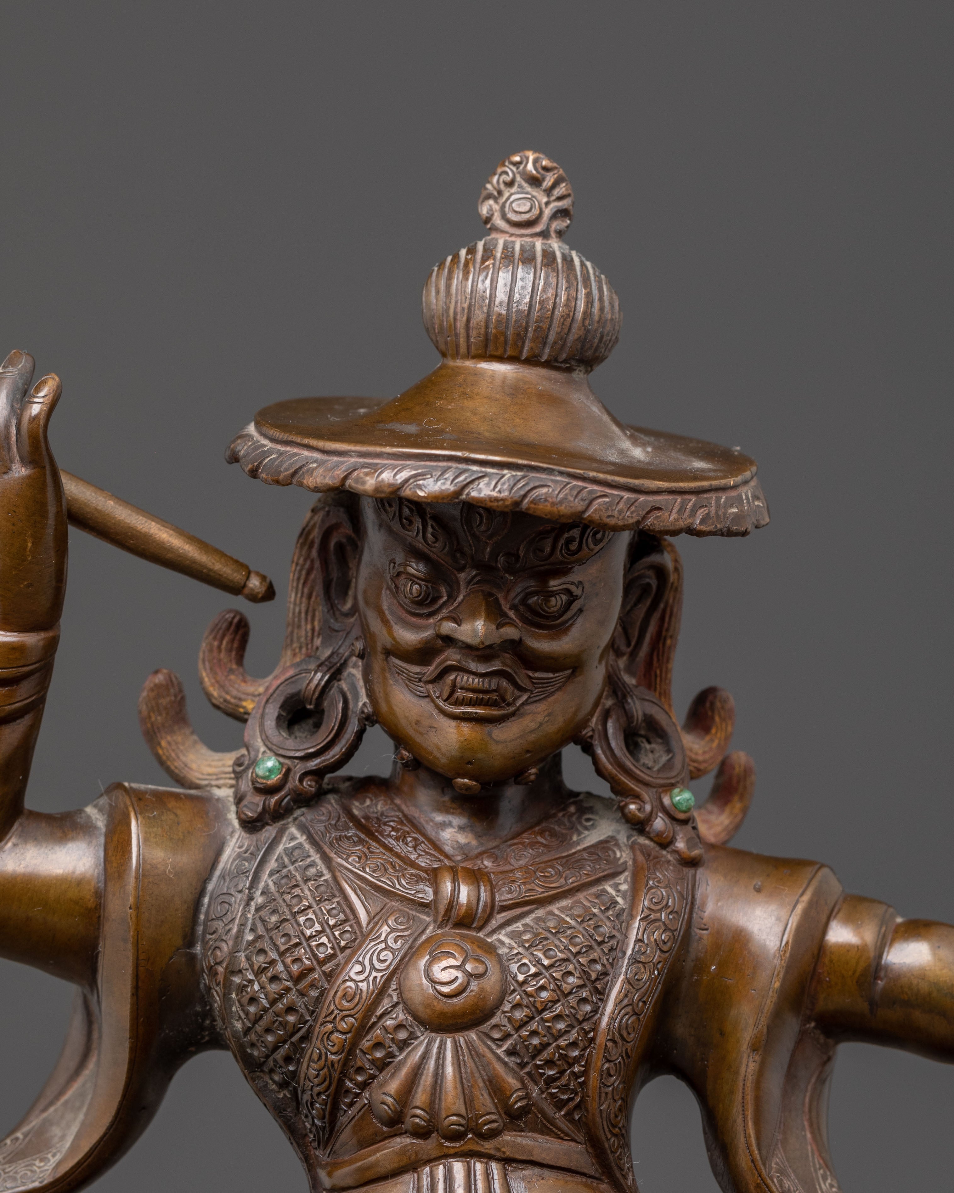 Oxidized Copper Damchen Garawai Nagpo Statue – Dharma Protector