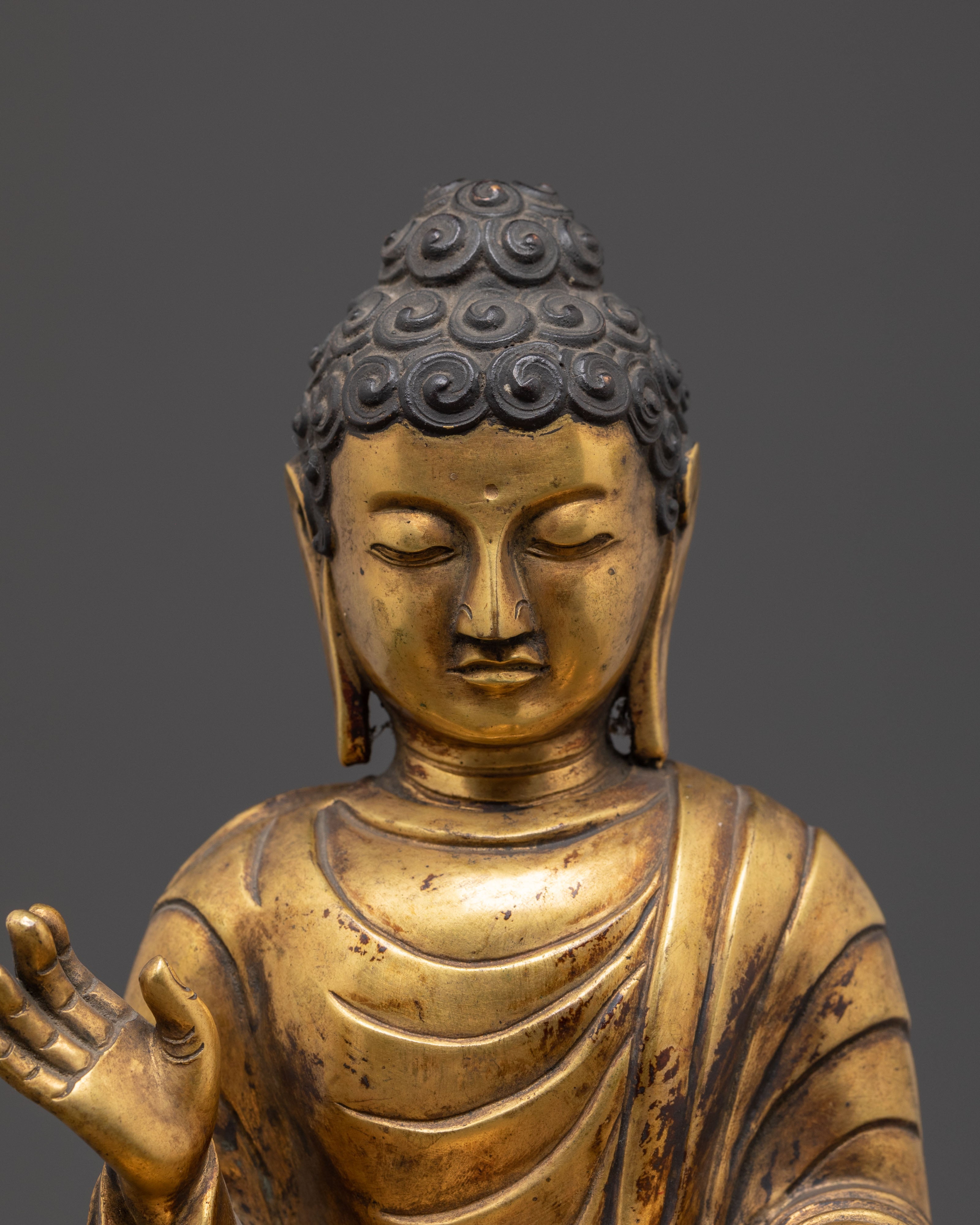 Shakyamuni with Disciples Statue – Antique Copper Finish