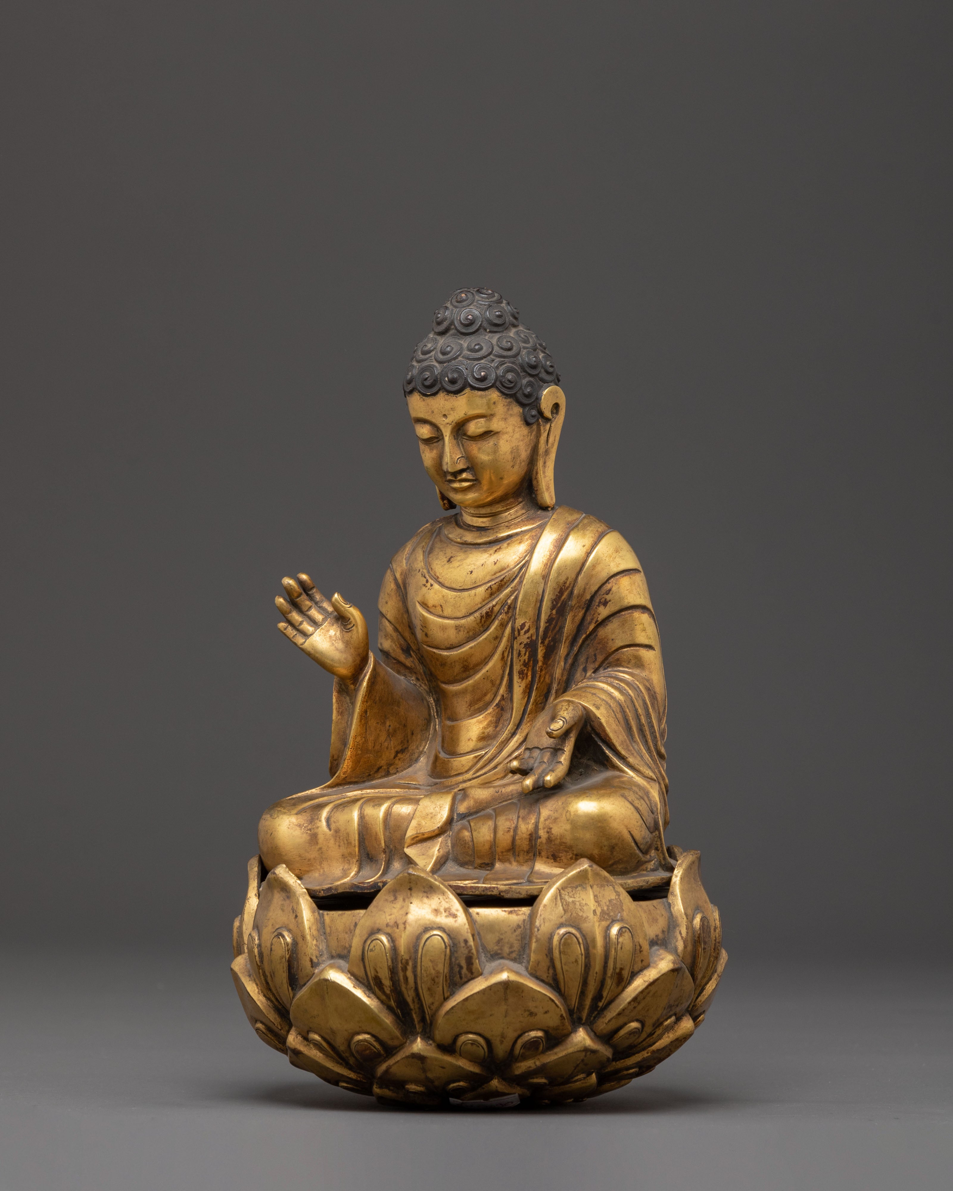 Shakyamuni with Disciples Statue – Antique Copper Finish