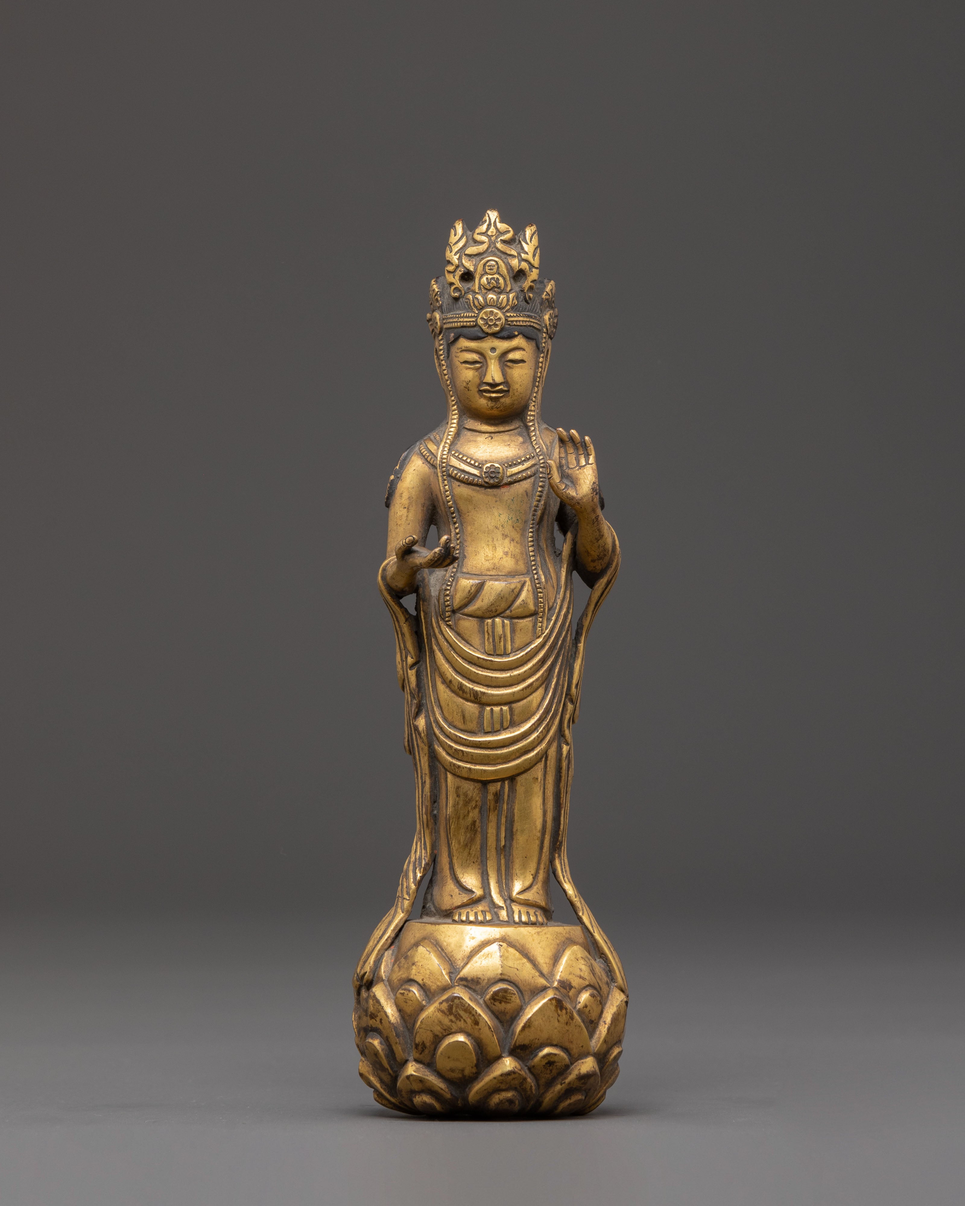 Shakyamuni with Disciples Statue – Antique Copper Finish
