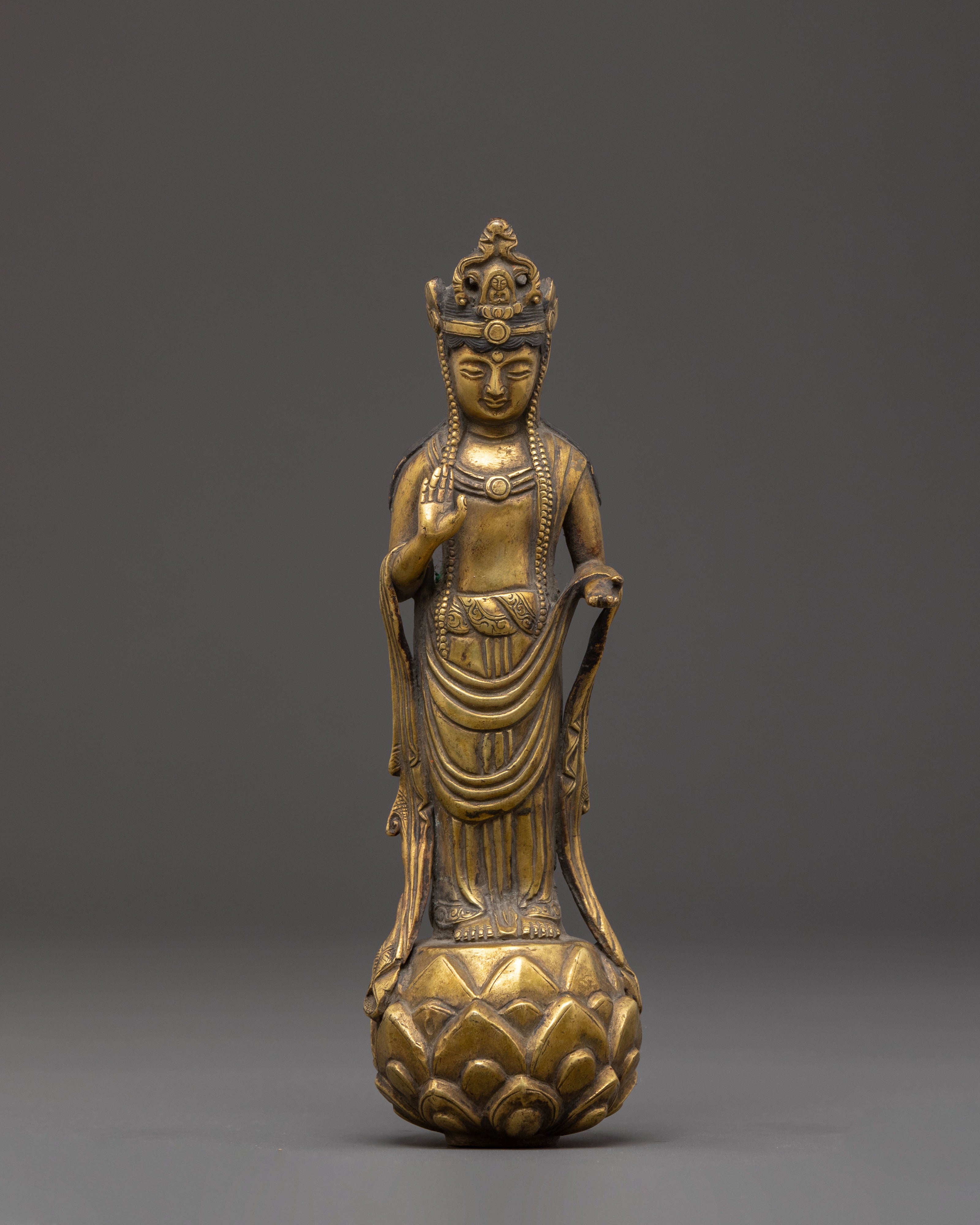 Shakyamuni with Disciples Statue – Antique Copper Finish