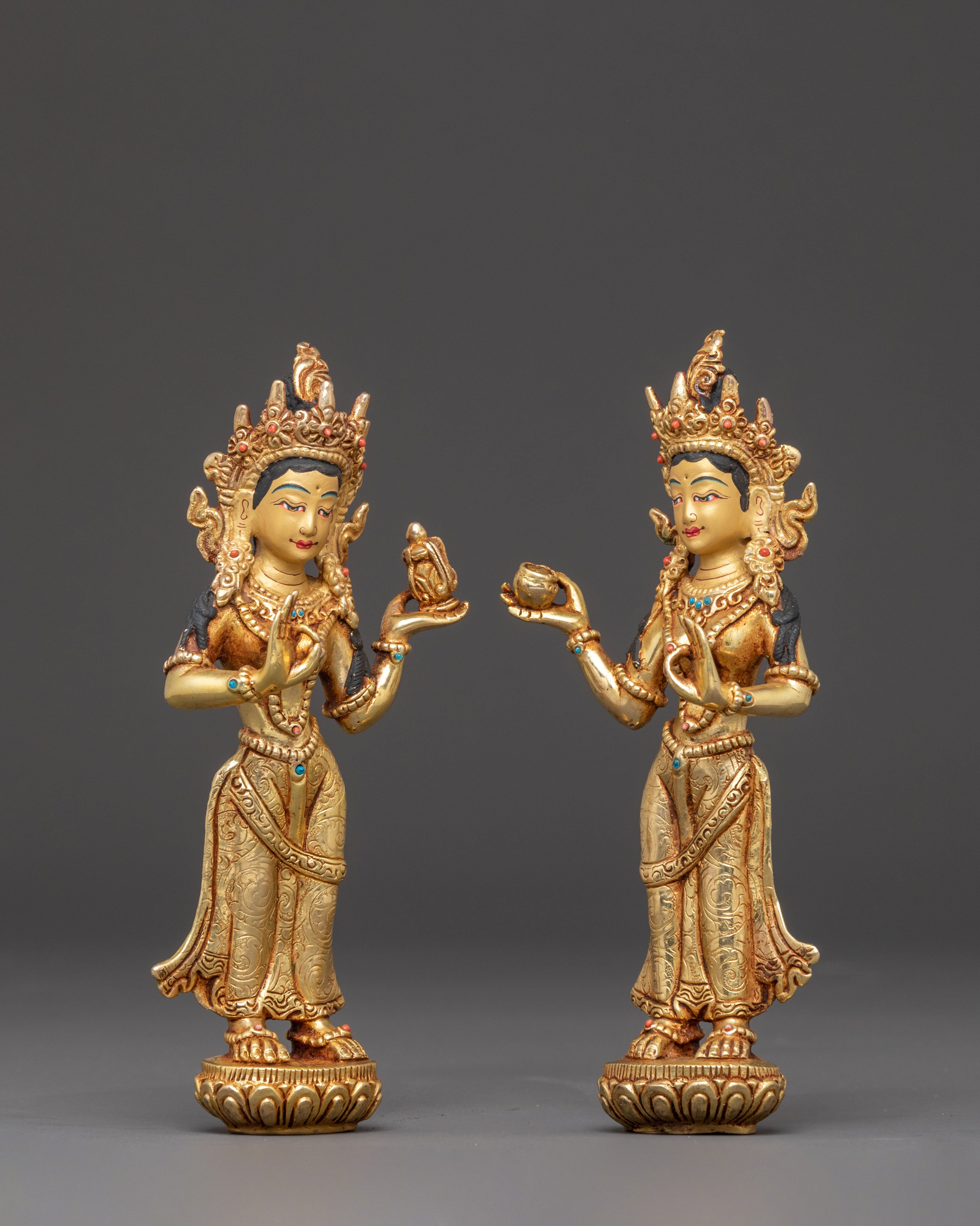 Handcrafted Guru Rinpoche Consort Set – 24K Gold Gilded Copper Masterpiece