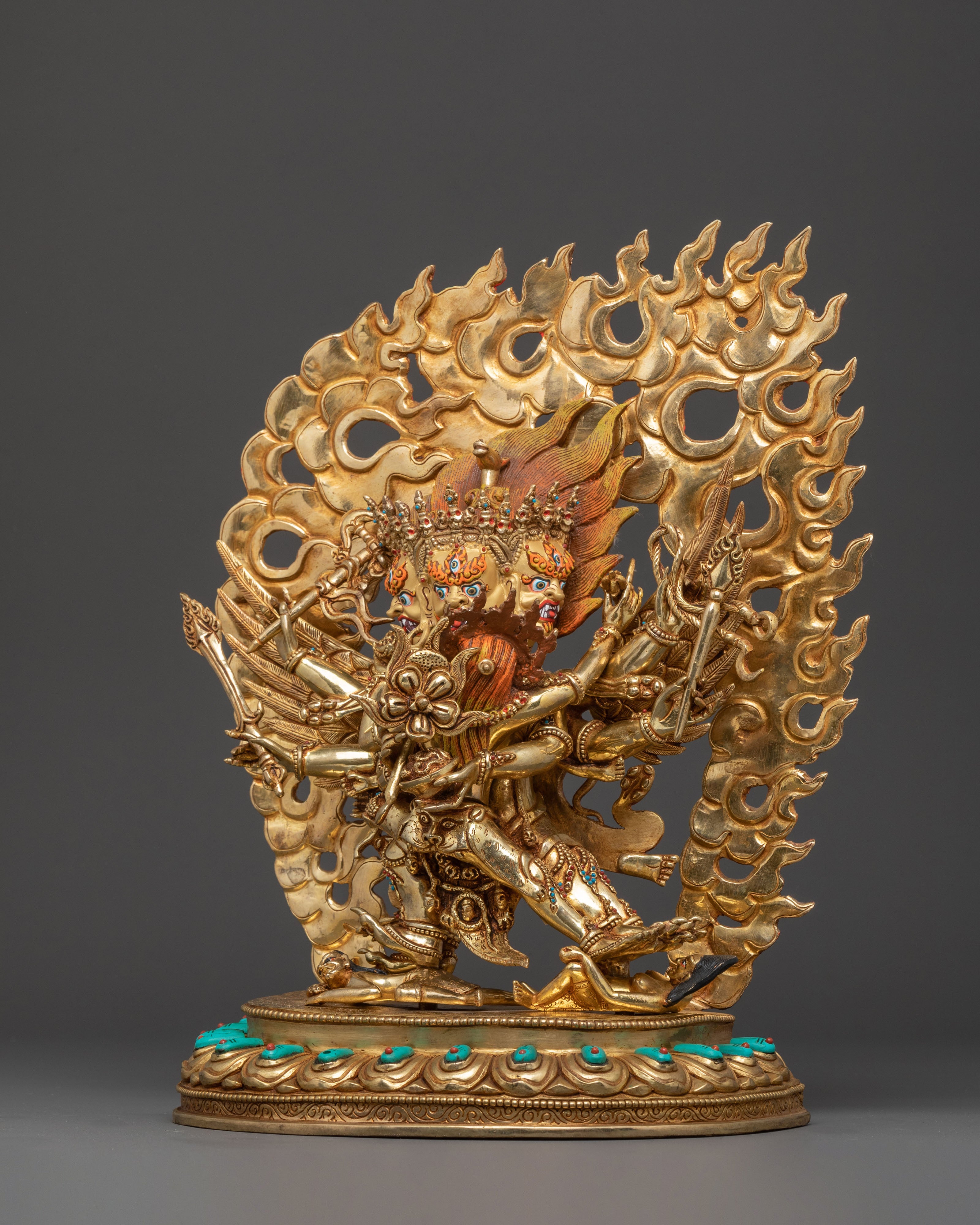 Hayagriva Handcrafted Statue | 24K Gold Gilded Copper