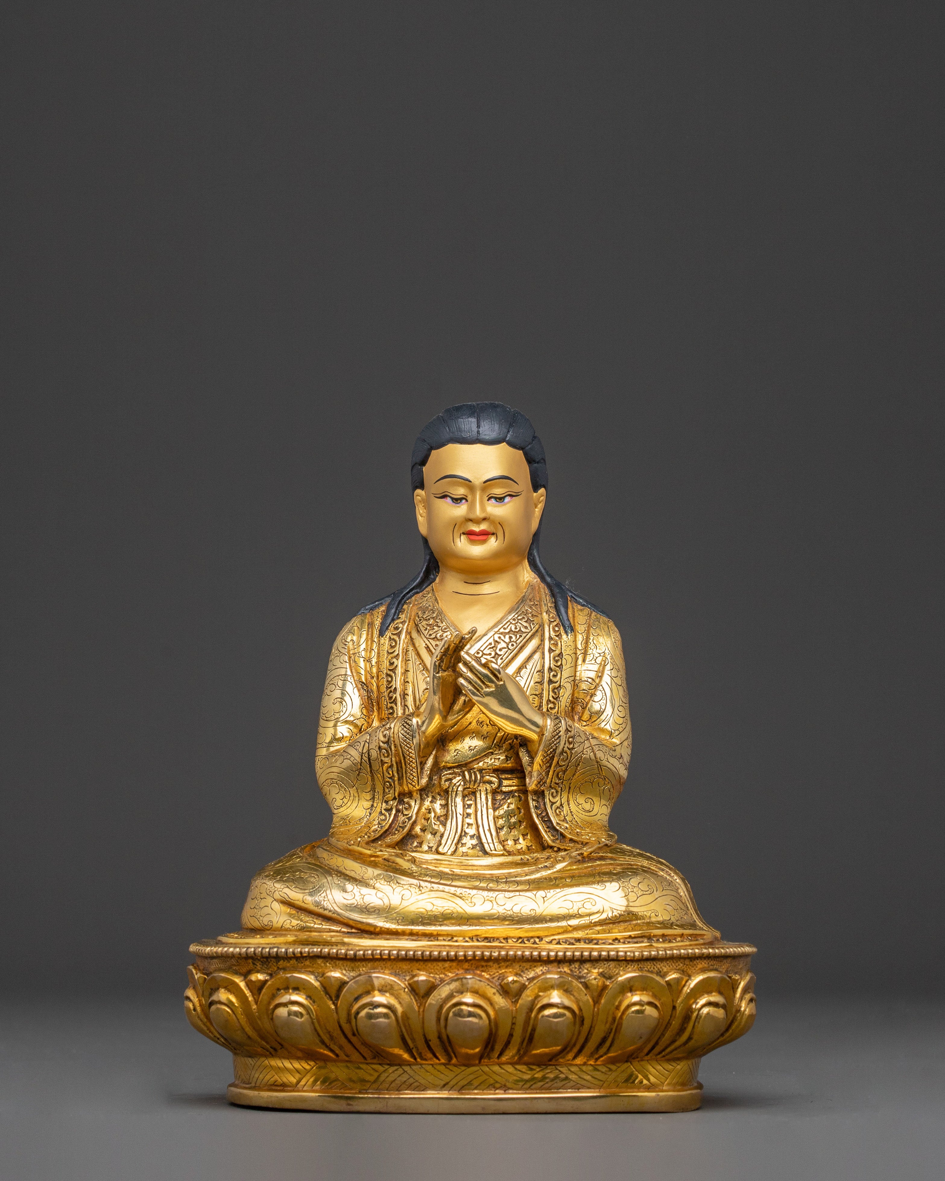 Sacred Shakya Masters Statue Set – 24K Gold Gilded Collection