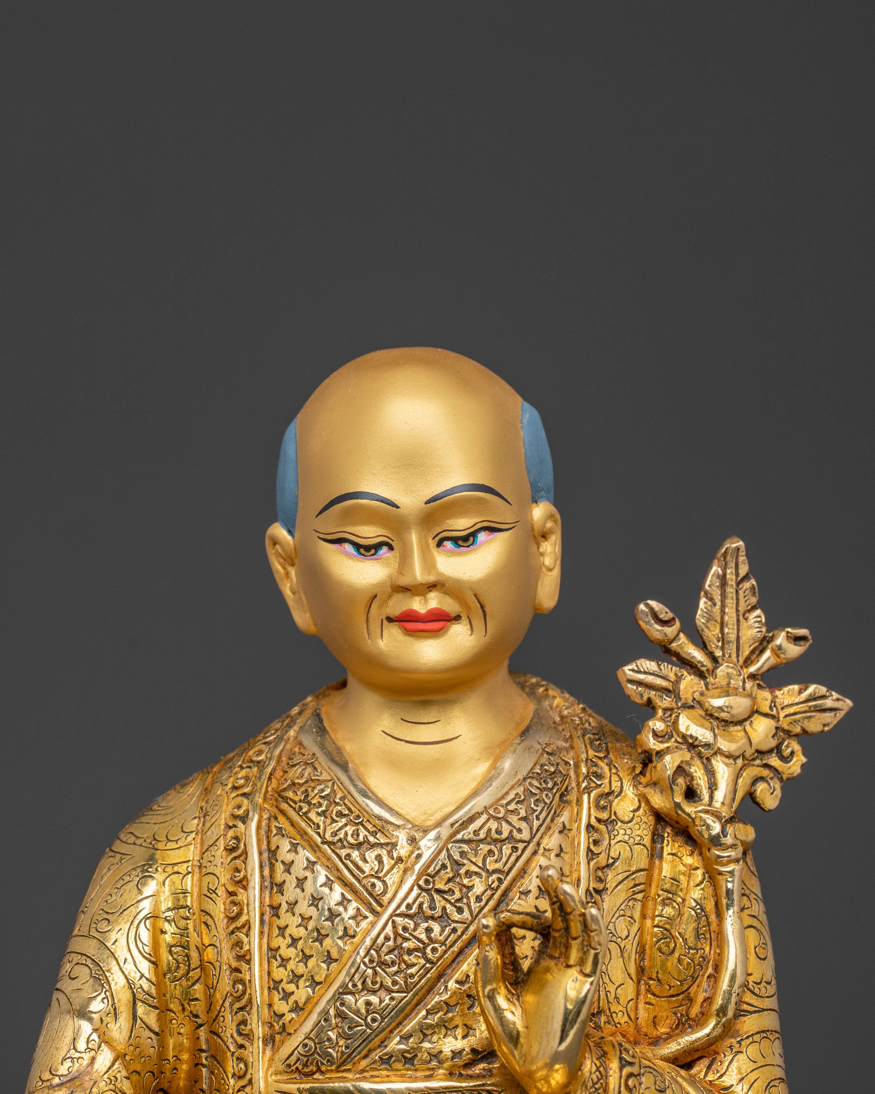 Sacred Shakya Masters Statue Set – 24K Gold Gilded Collection