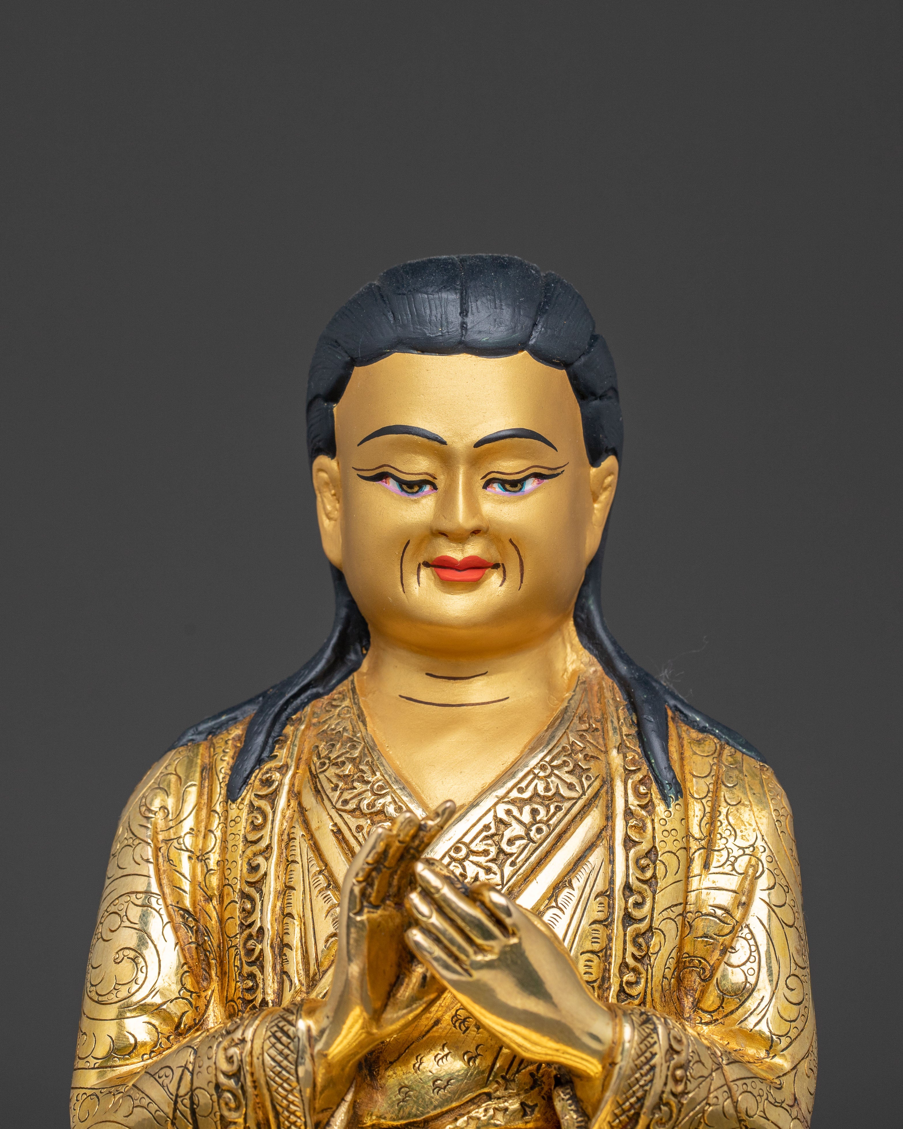 Sacred Shakya Masters Statue Set – 24K Gold Gilded Collection